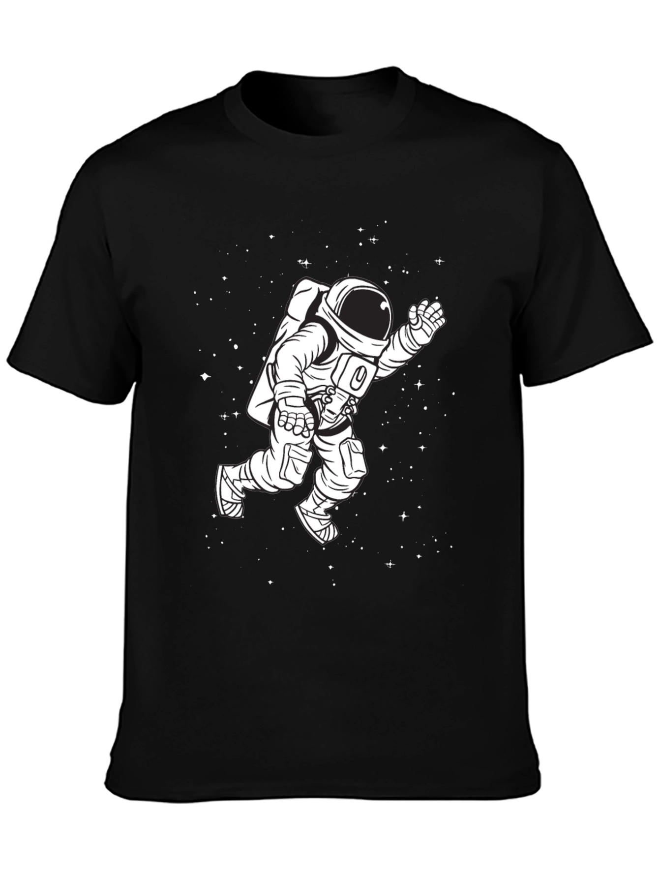 Astronaut in Space Graphic Tee - Black Cotton T-Shirt