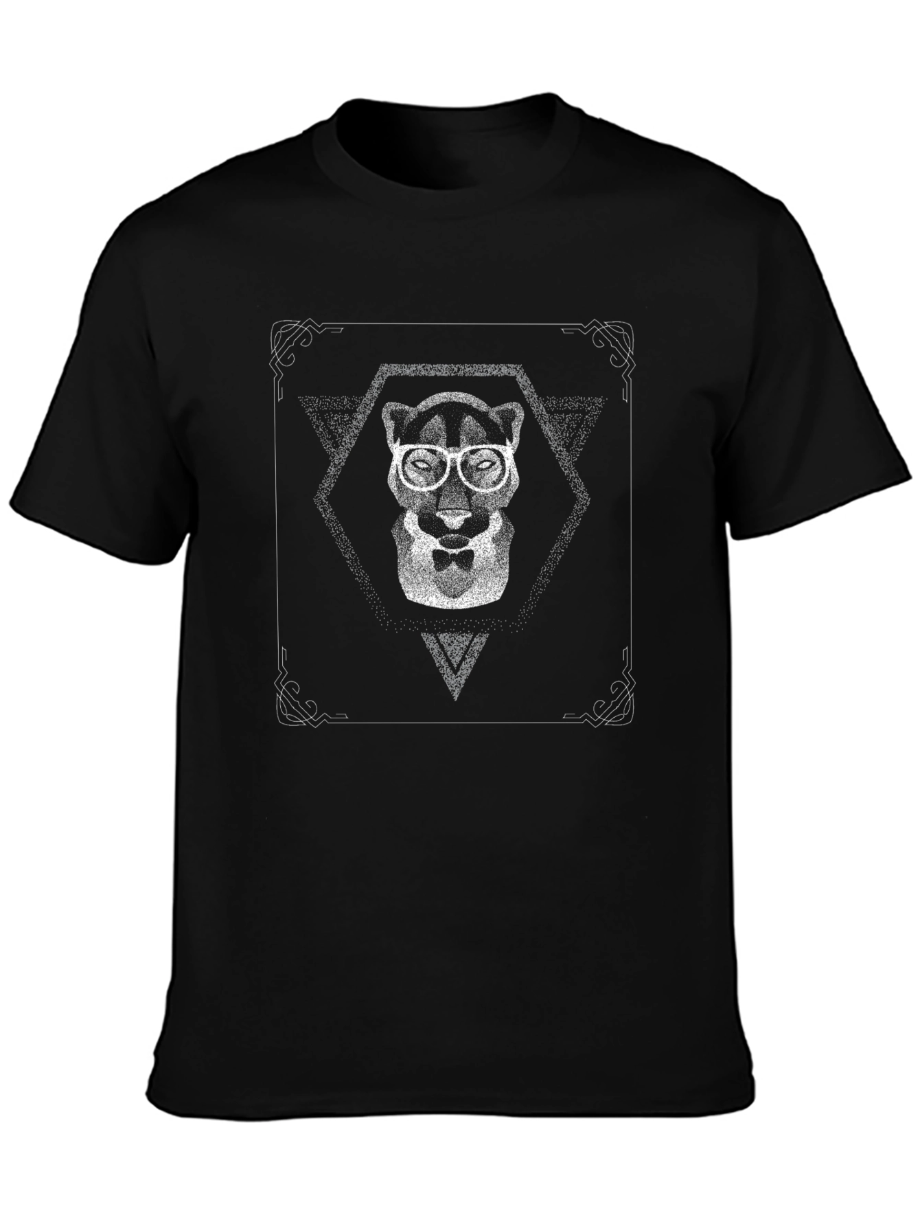 Mens Black T-Shirt with Panther Graphic