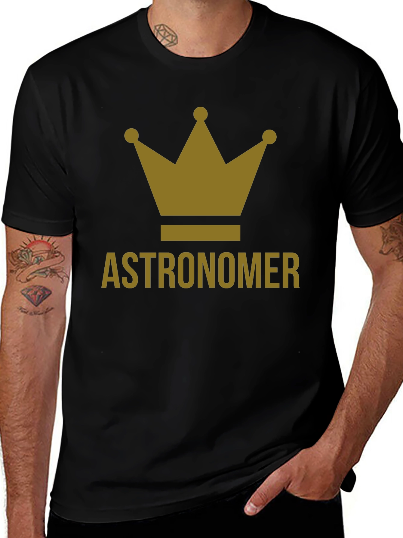 Astronomer Crown Graphic Tee - Black Cotton T-Shirt