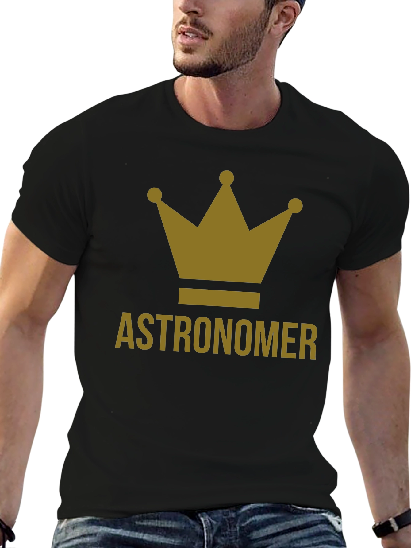 Astronomer Crown Graphic Tee - Black Cotton T-Shirt