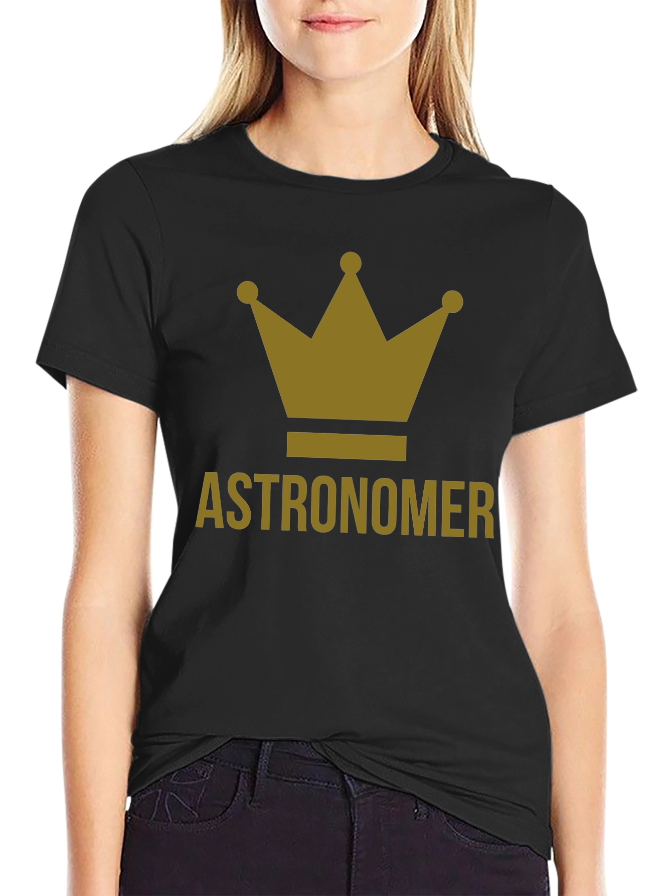 Astronomer Crown Graphic Tee - Black Cotton T-Shirt