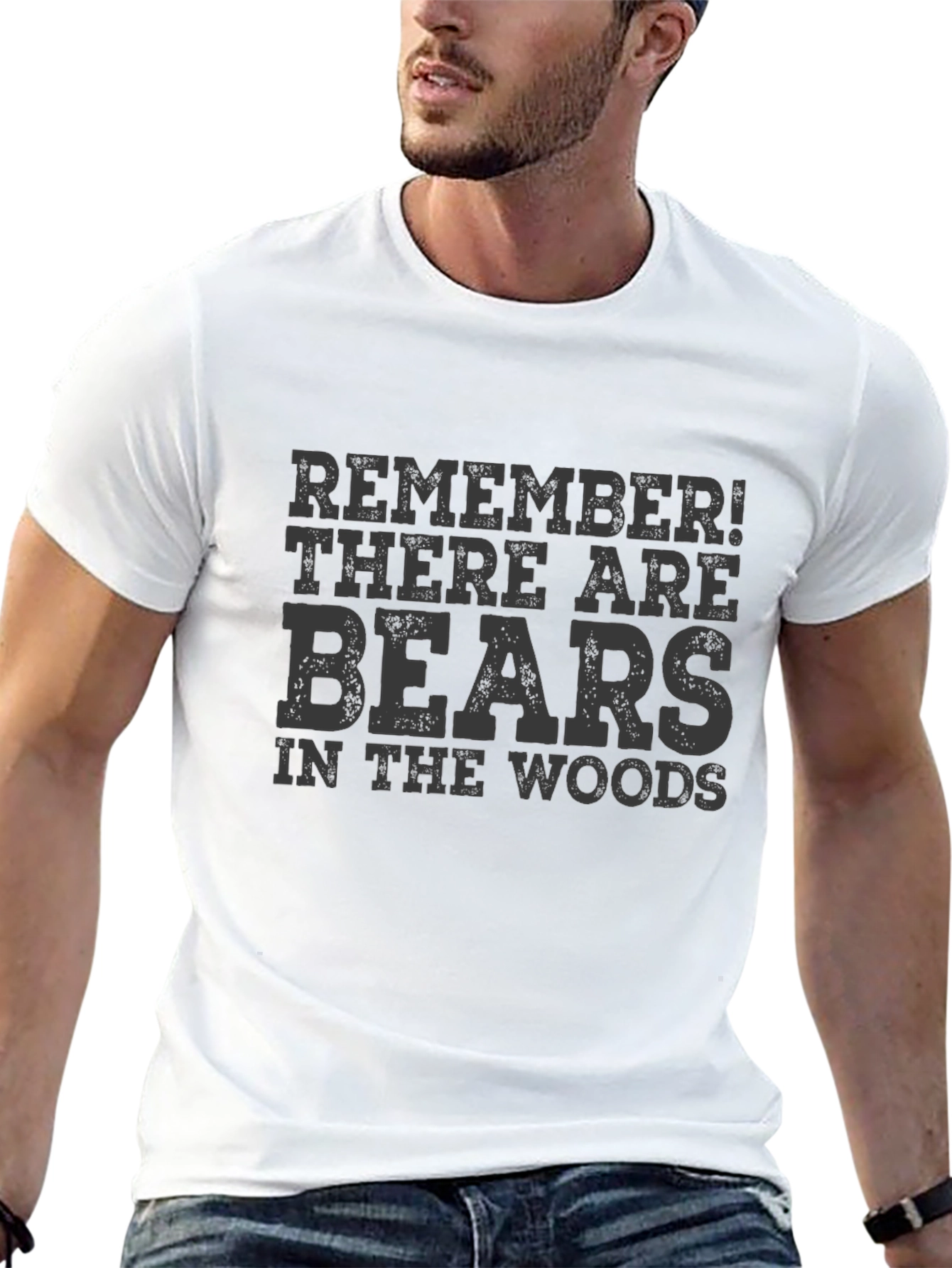 Bear in the Woods Graphic Tee - Black Cotton