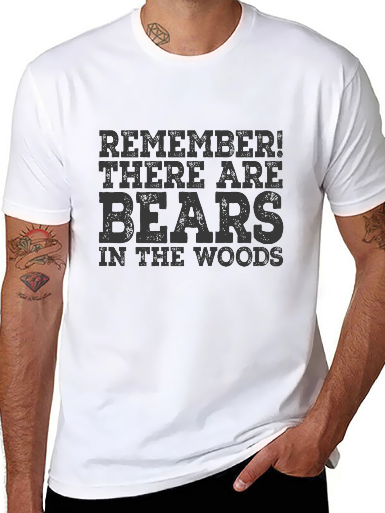 Bear in the Woods Graphic Tee - Black Cotton