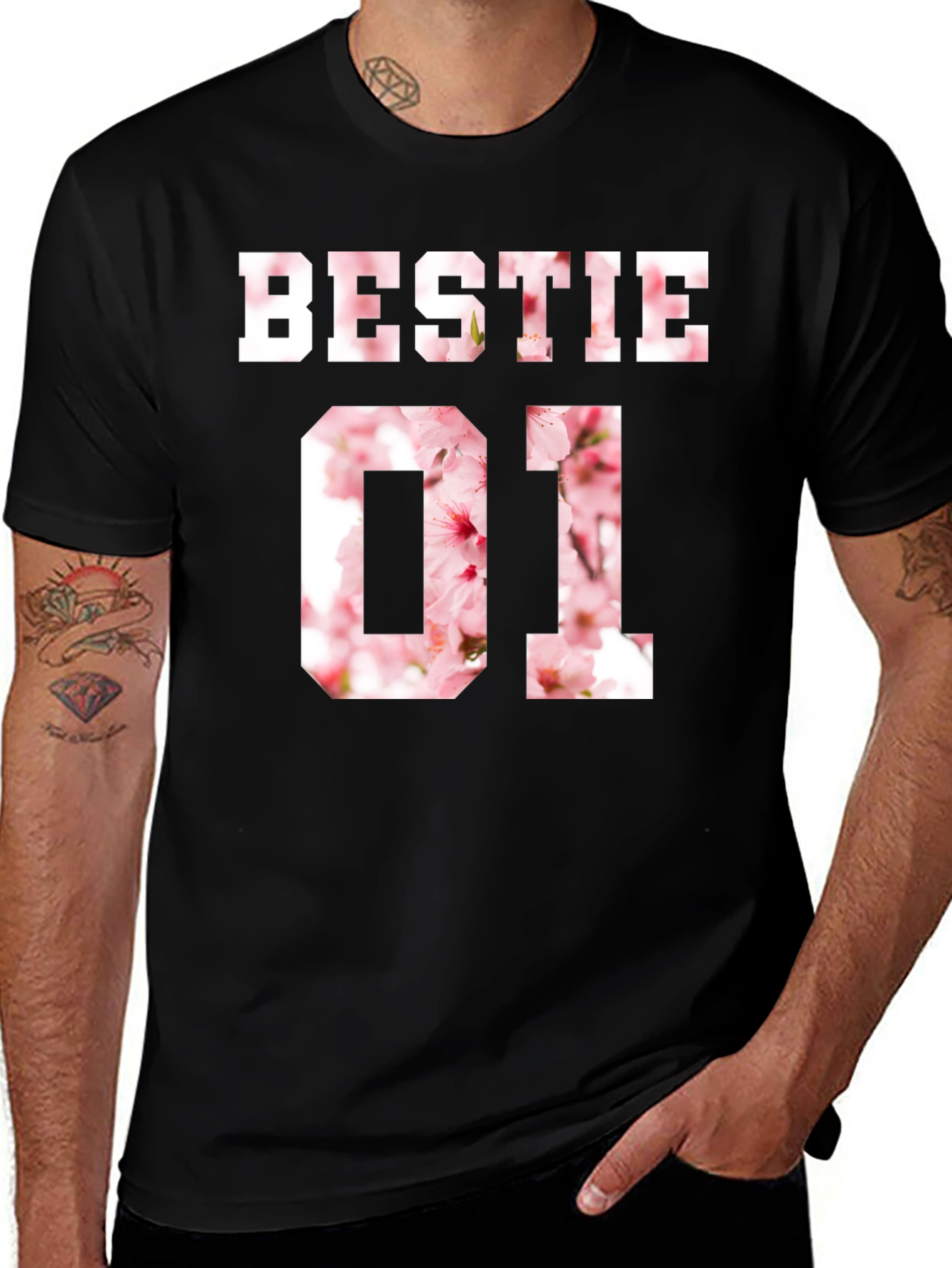 Bestie 01 Graphic Tee - Floral Number Design
