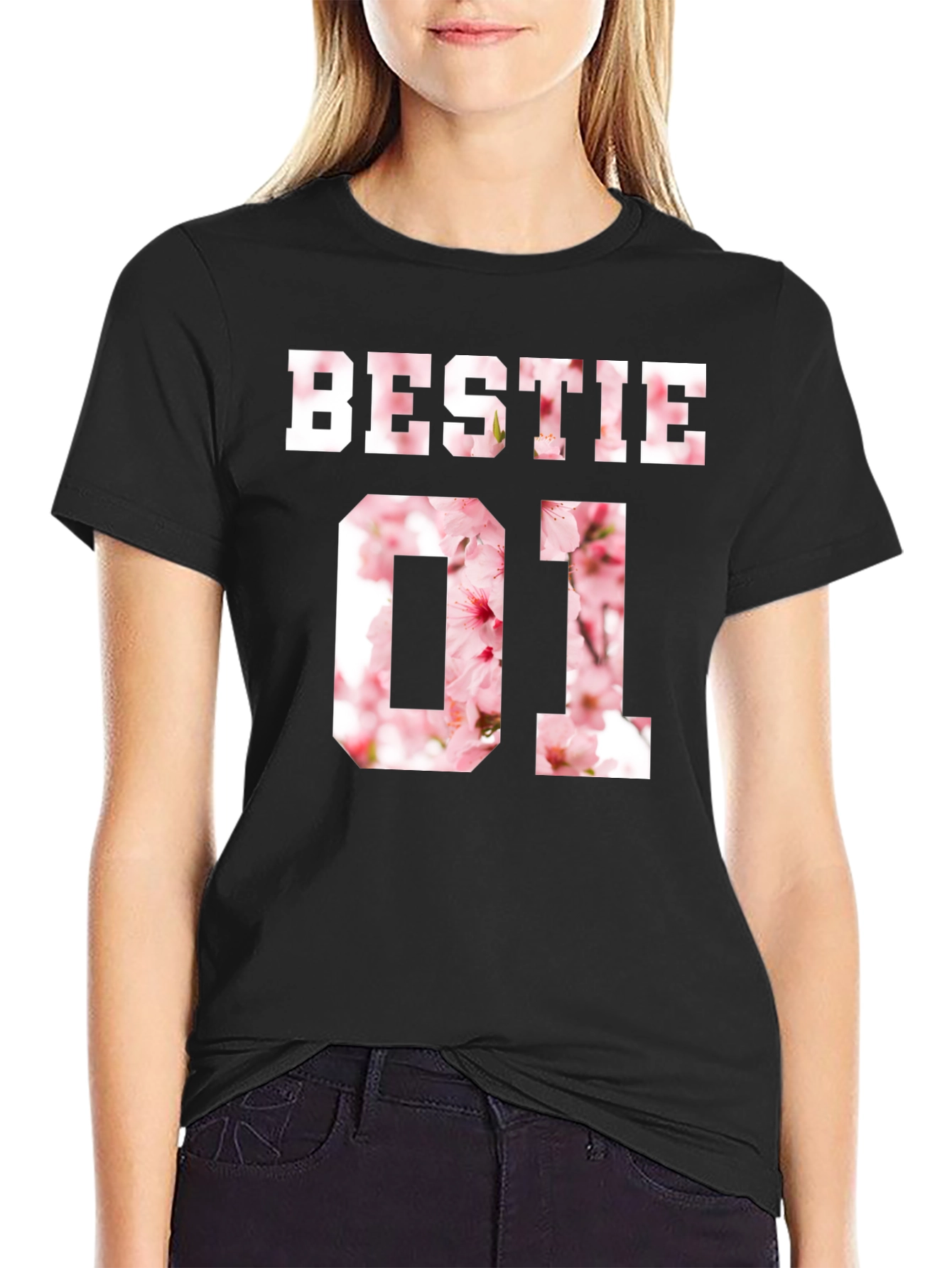 Bestie 01 Graphic Tee - Floral Number Design