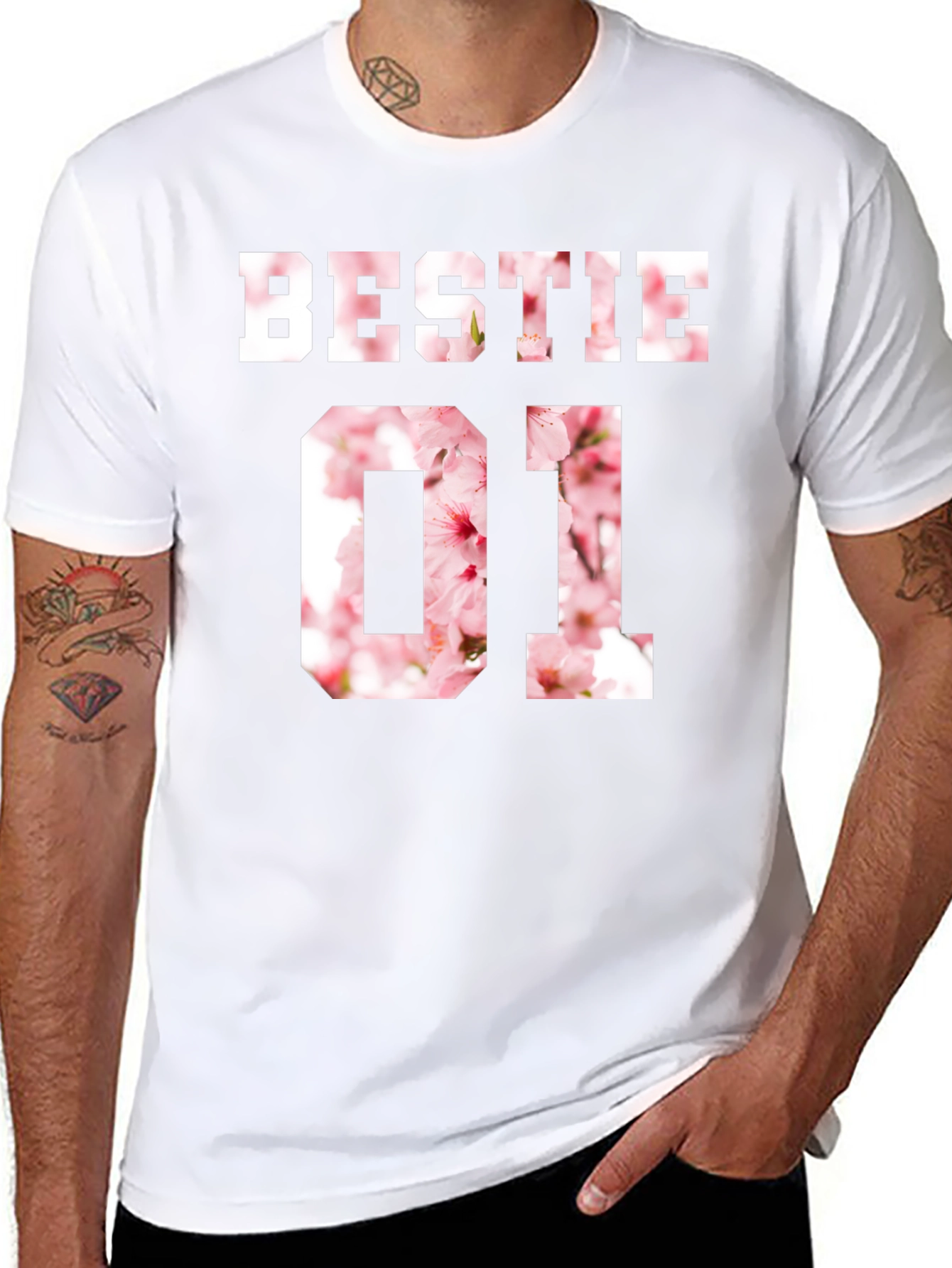 Bestie 01 Graphic Tee - Floral Number Design