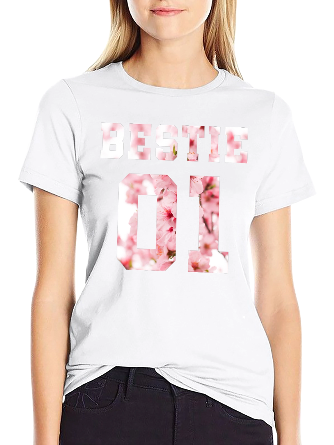 Bestie 01 Graphic Tee - Floral Number Design