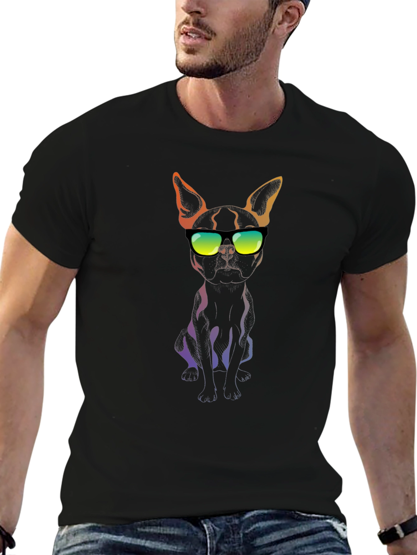 Cool Dog Graphic Tee - Trendy Black T-Shirt
