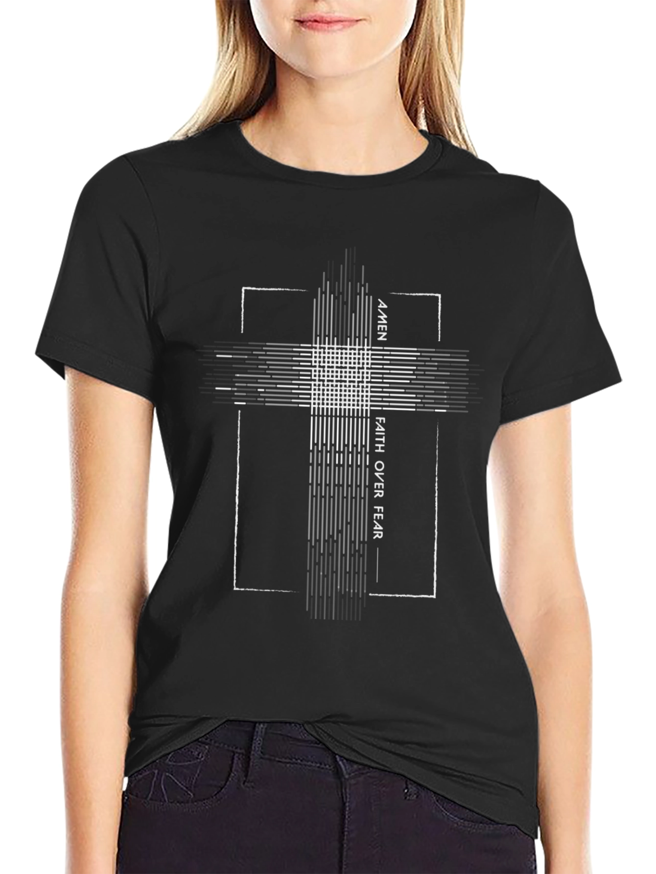Faith Over Fear Graphic Tee - Black Cotton T-Shirt