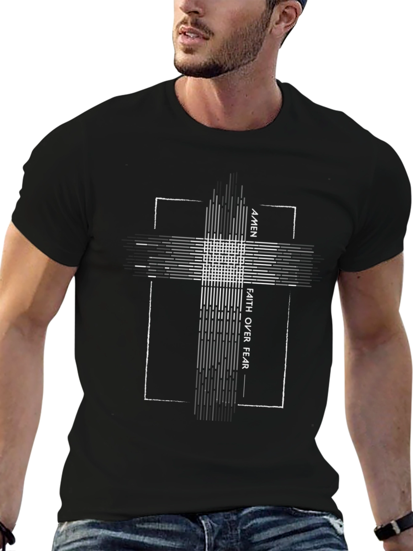 Faith Over Fear Graphic Tee - Black Cotton T-Shirt