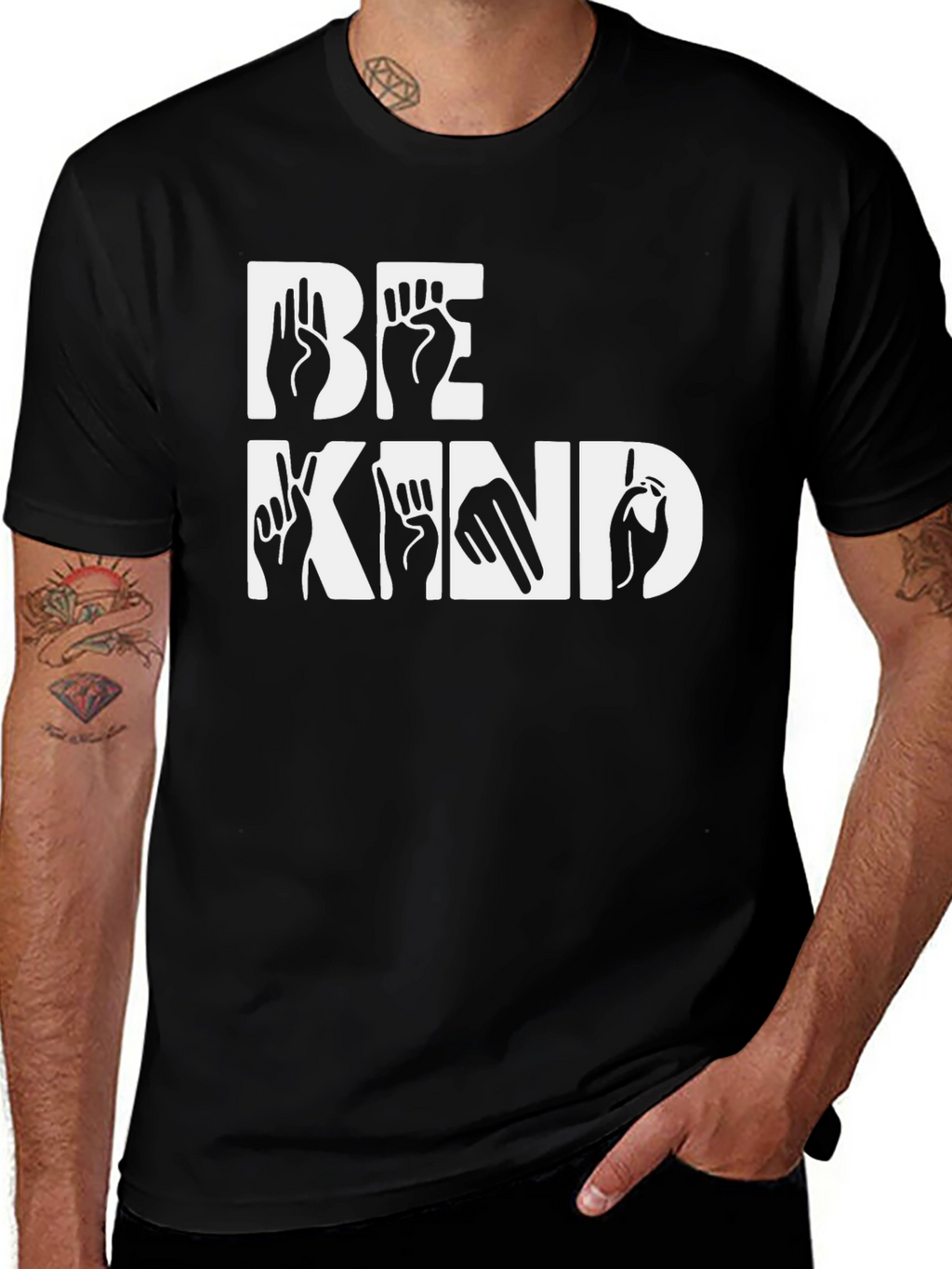 Be Kind Sign Language T-Shirt - Black