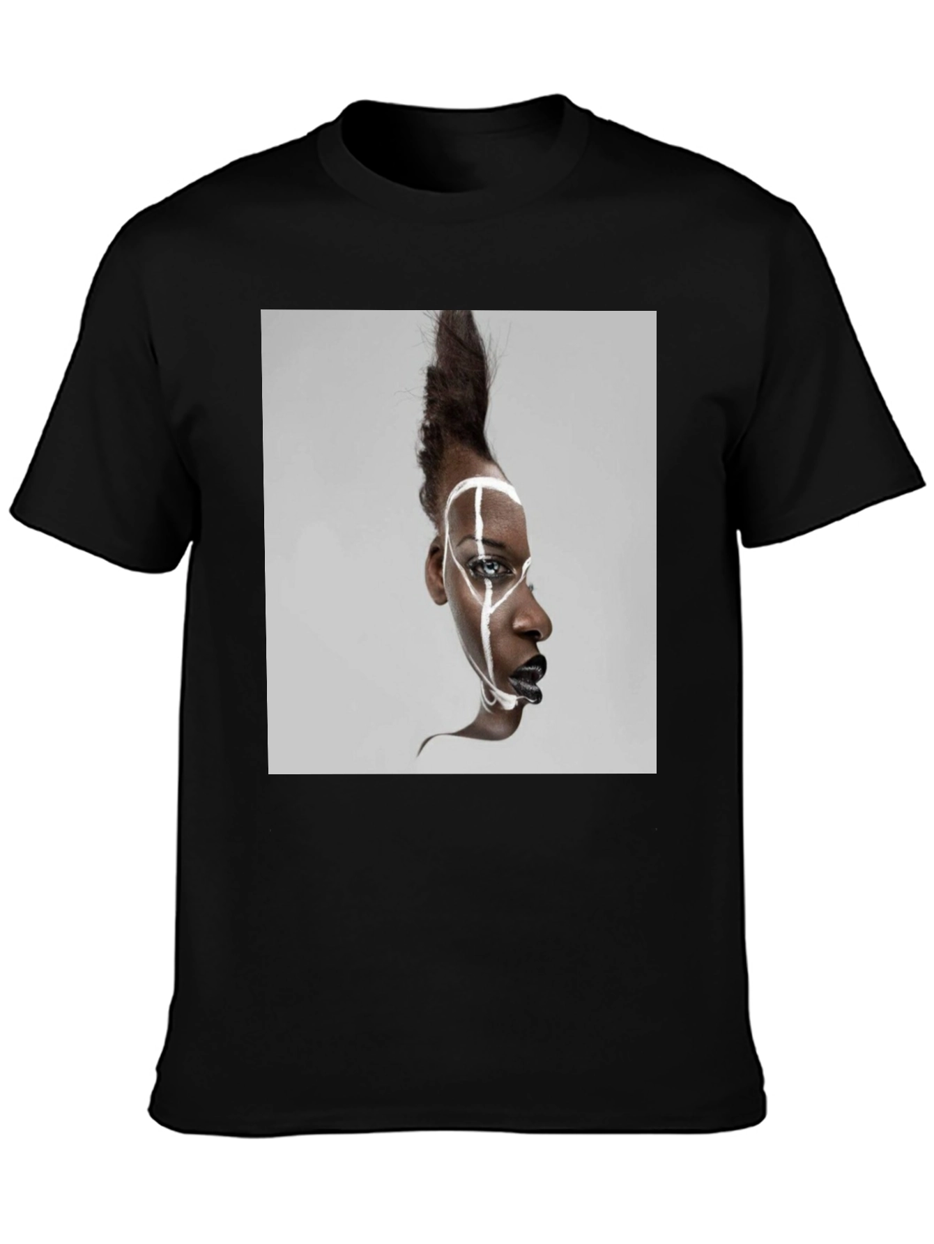 Abstract Face Graphic Black T-Shirt