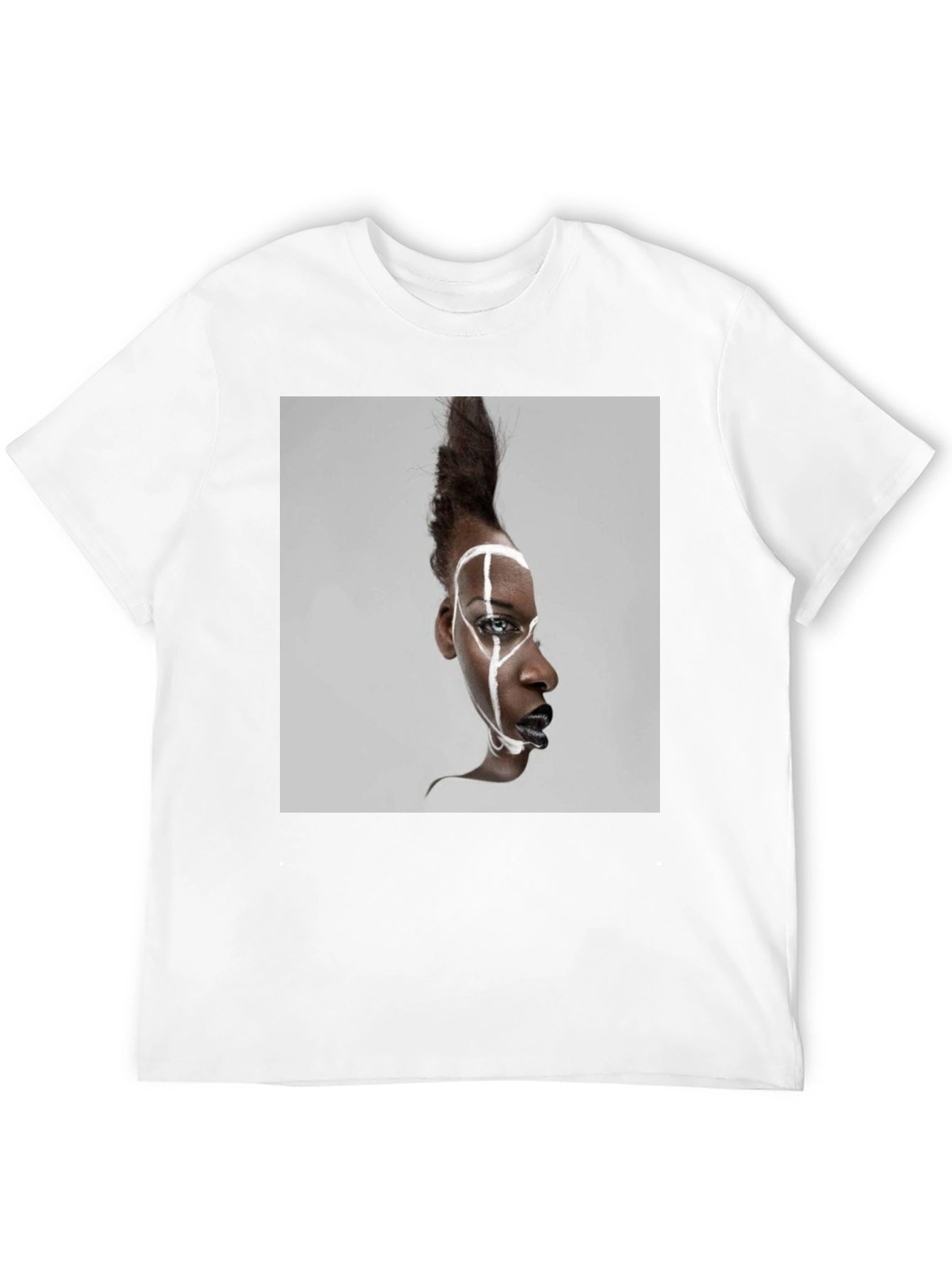 Abstract Face Graphic Black T-Shirt