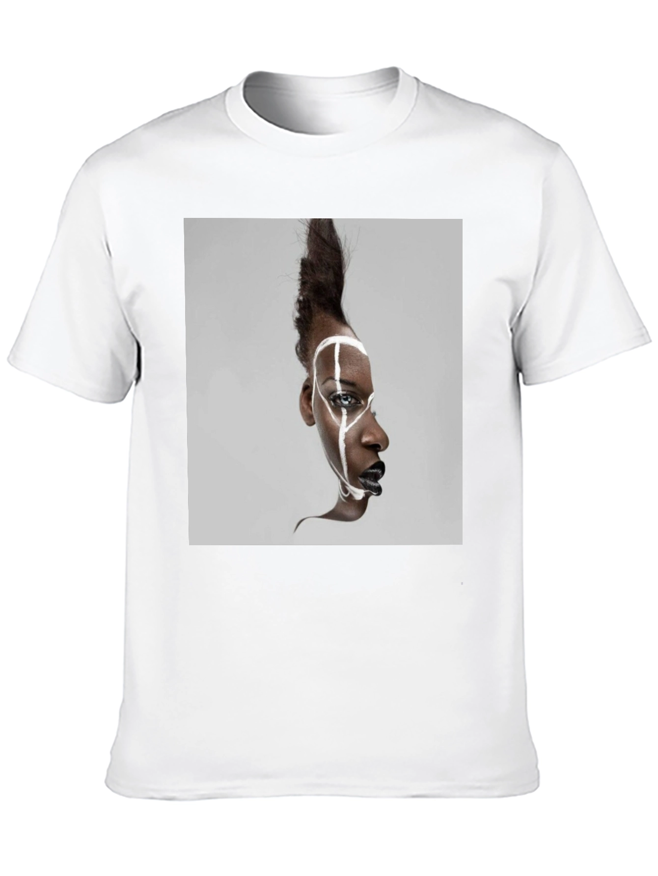 Abstract Face Graphic Black T-Shirt
