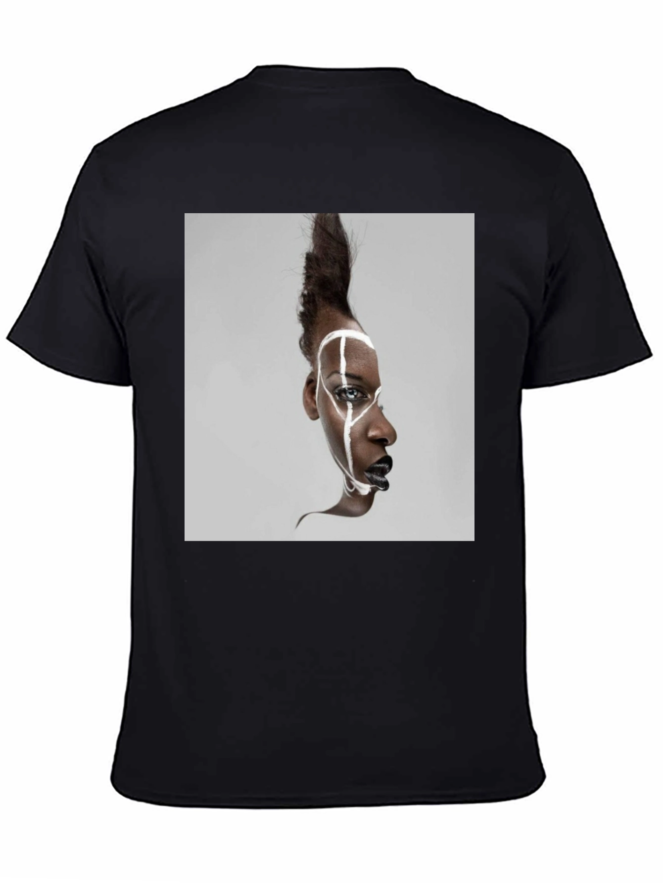 Abstract Face Graphic Black T-Shirt