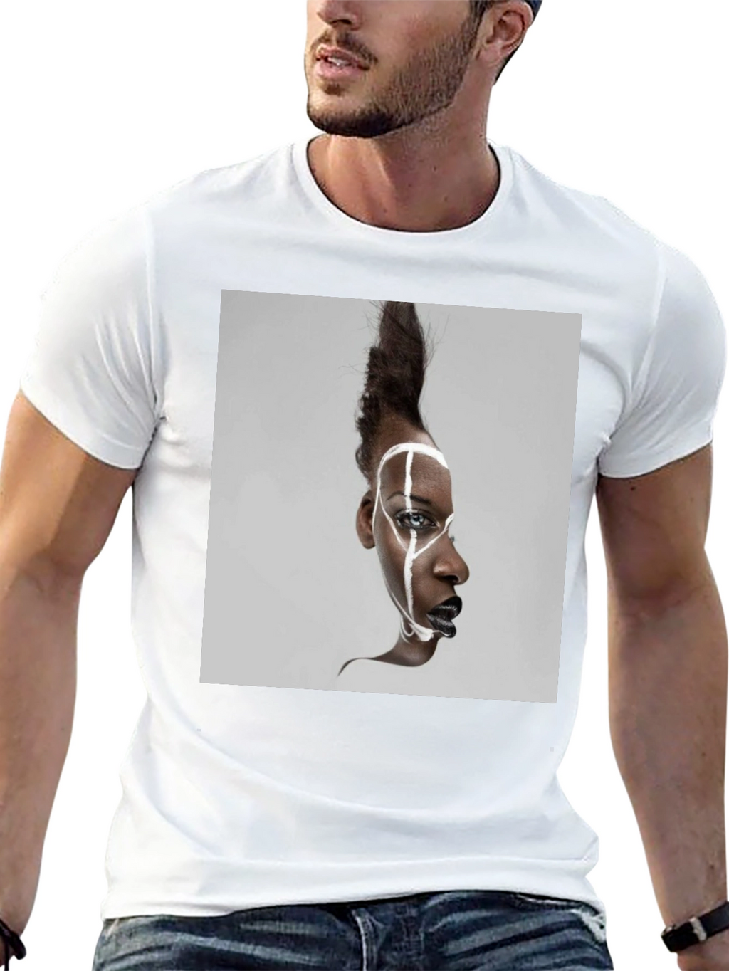 Abstract Face Graphic Black T-Shirt