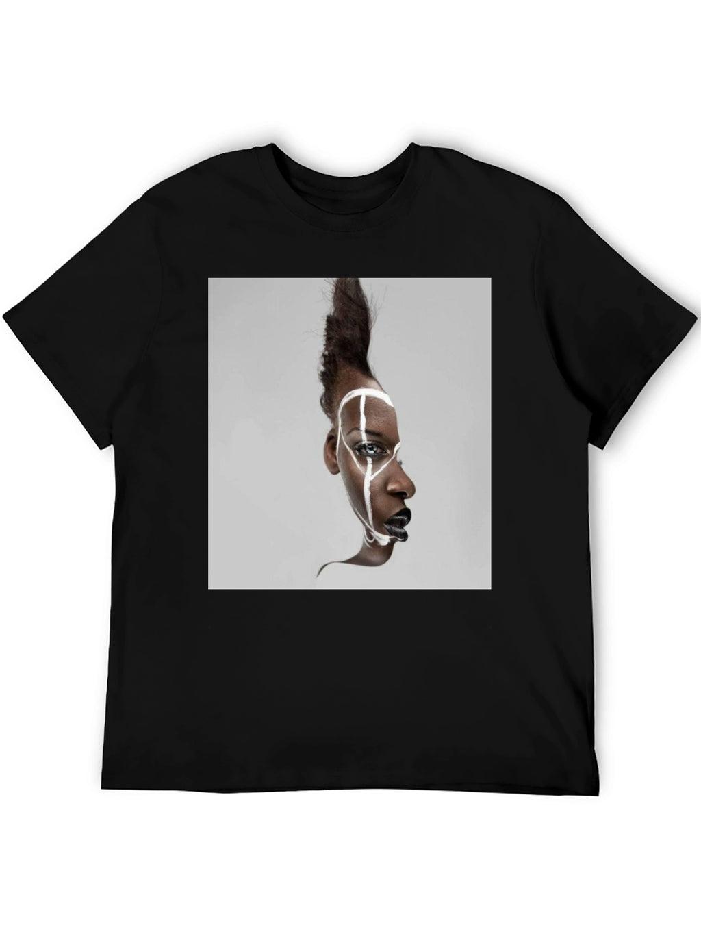 Abstract Face Graphic Black T-Shirt
