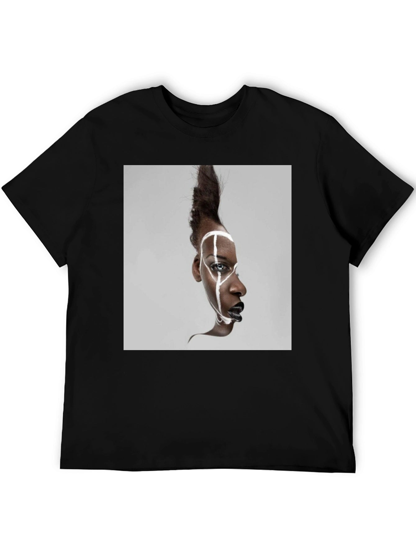 Abstract Face Graphic Black T-Shirt