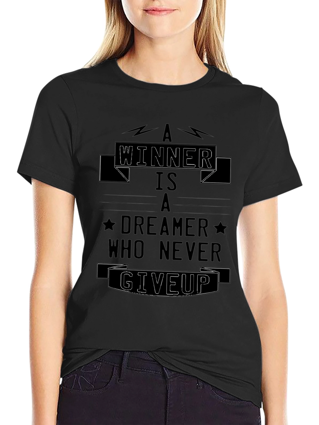 Winner Dreamer Graphic Black T-Shirt