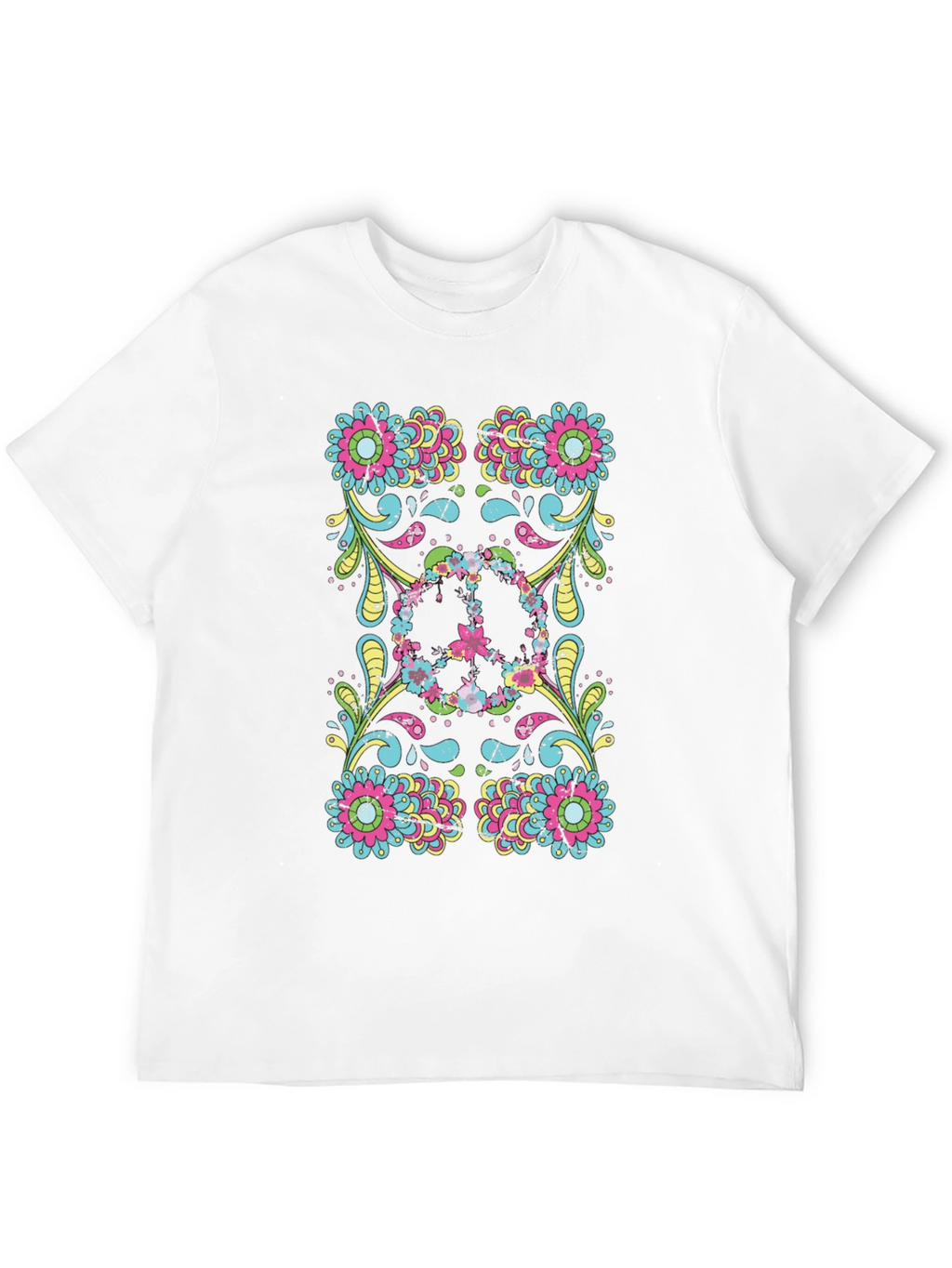 Floral Peace Sign Black Graphic Tee