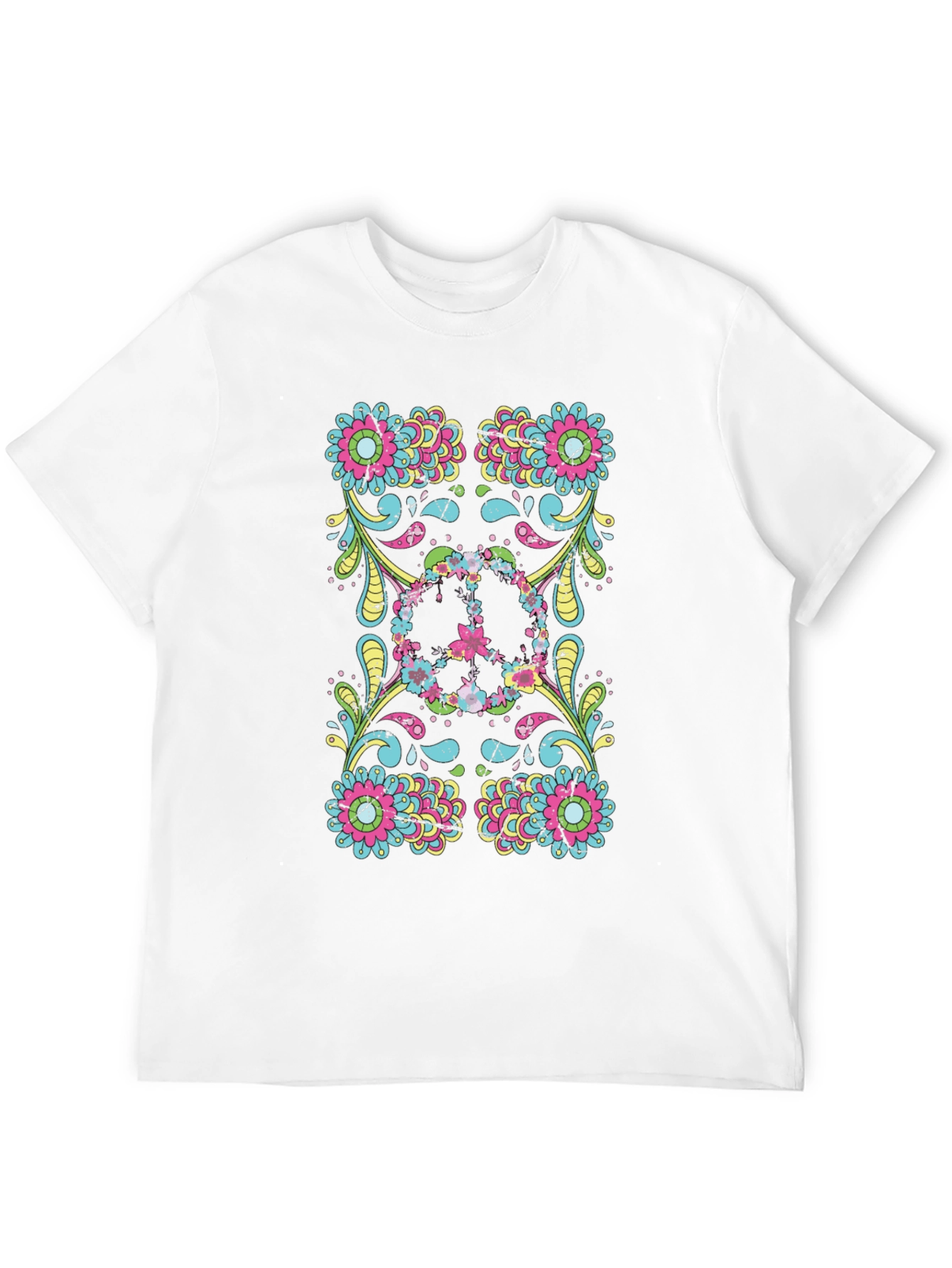 Floral Peace Sign Black Graphic Tee