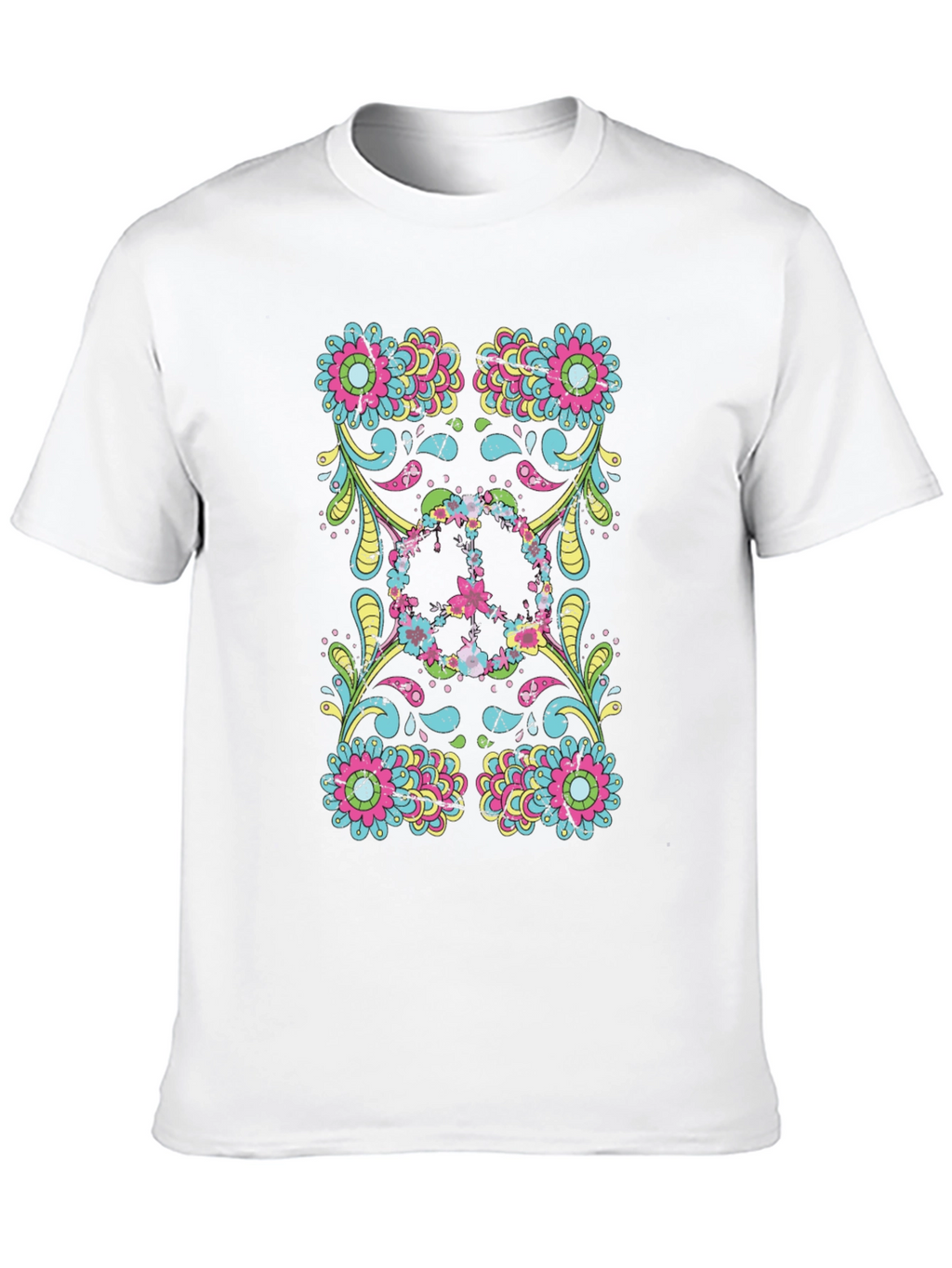 Floral Peace Sign Black Graphic Tee