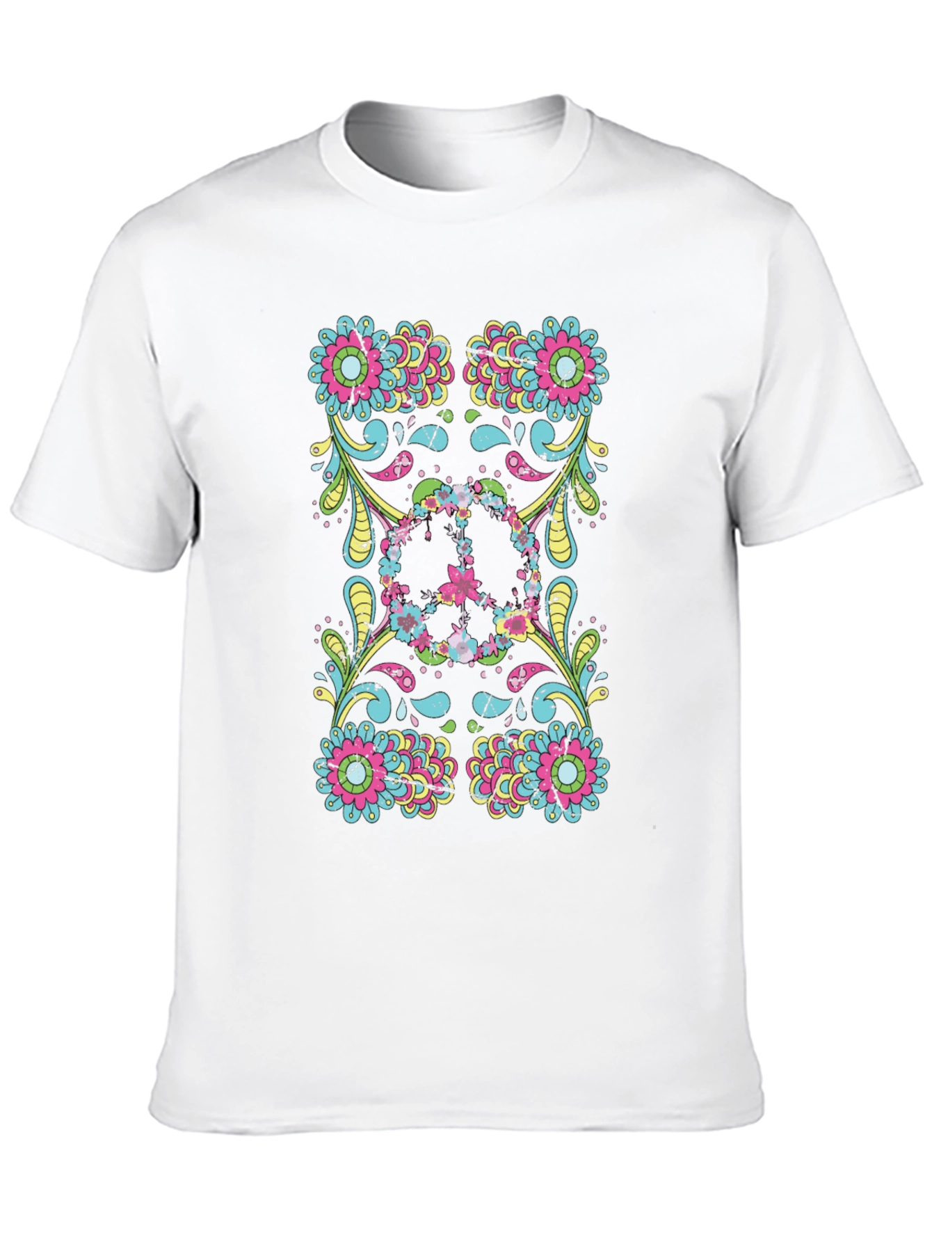 Floral Peace Sign Black Graphic Tee