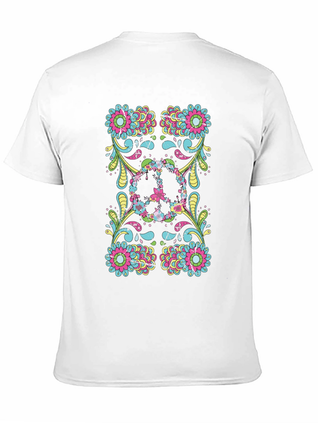 Floral Peace Sign Black Graphic Tee