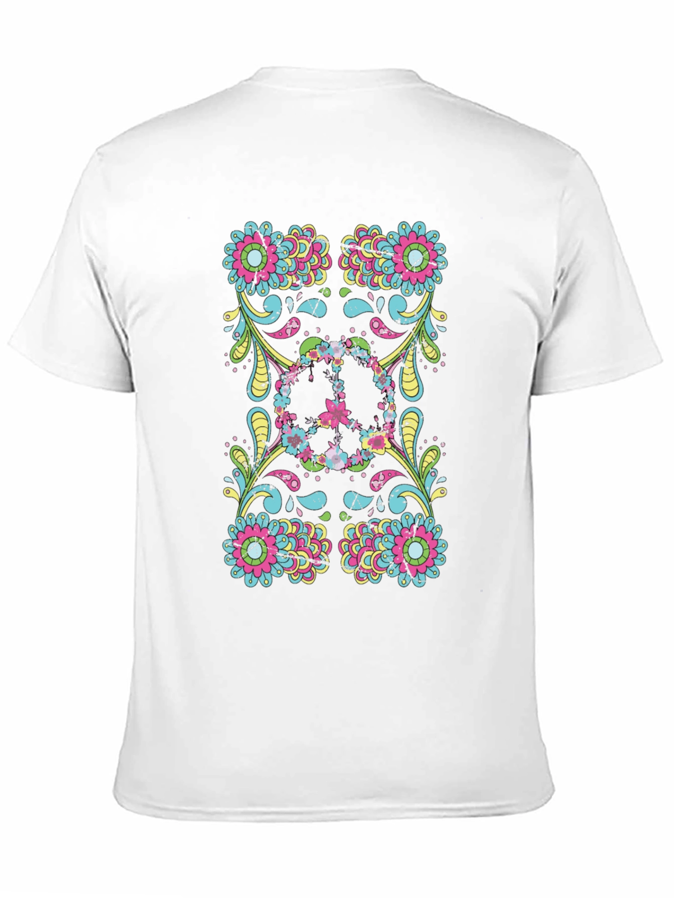 Floral Peace Sign Black Graphic Tee