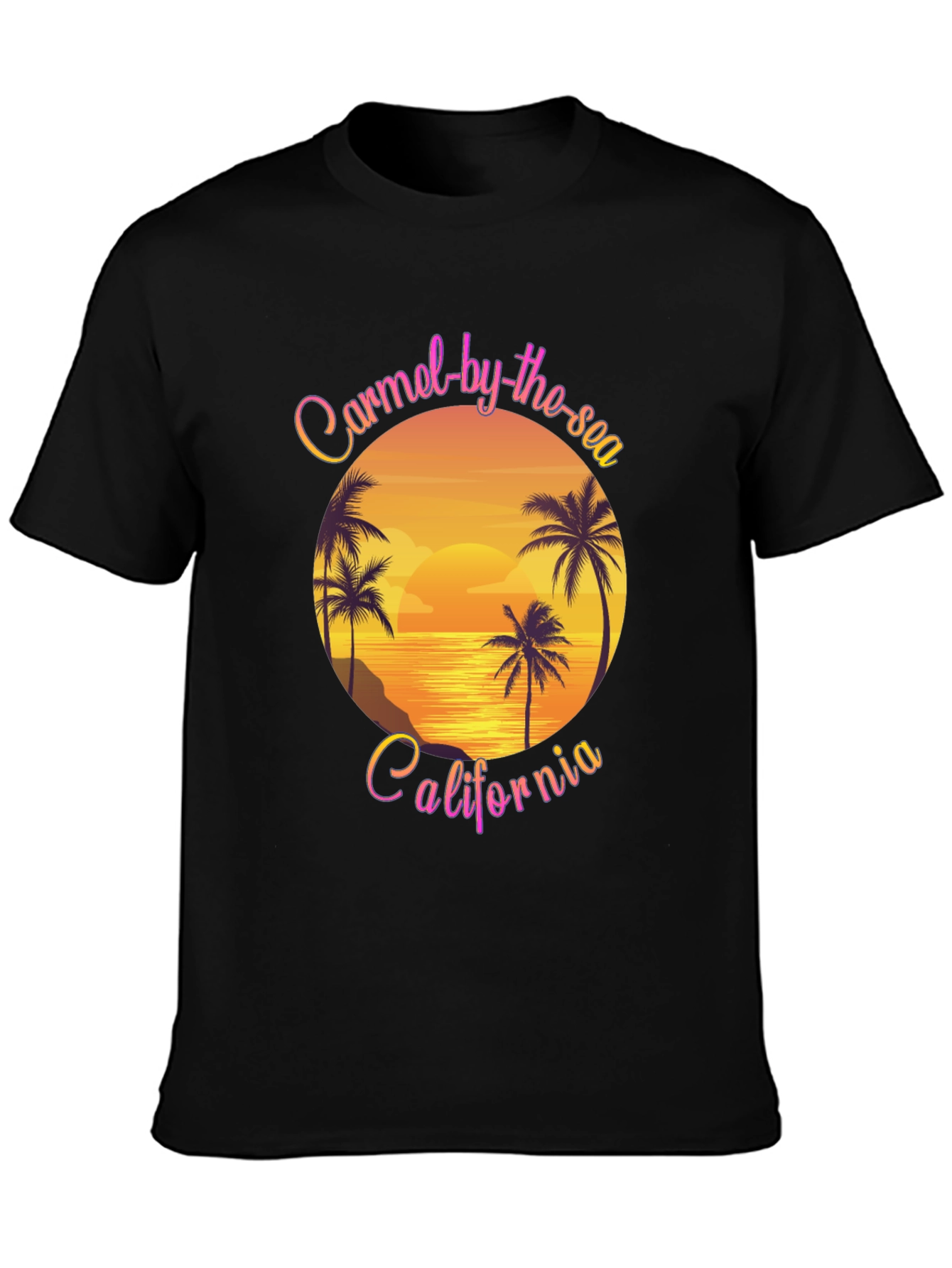 Carmel-by-the-Sea California Graphic Tee - Sunset Palm Design