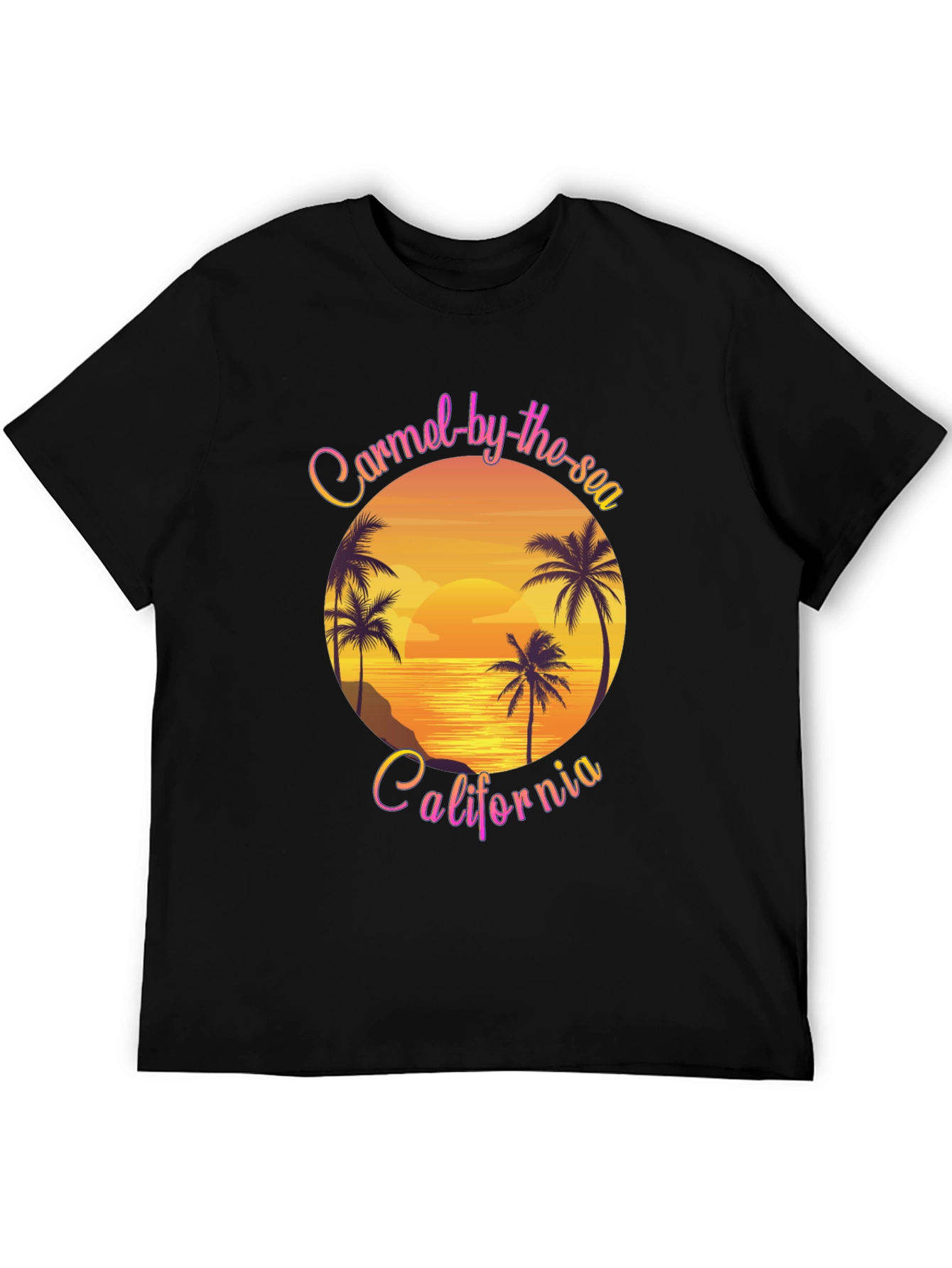 Carmel-by-the-Sea California Graphic Tee - Sunset Palm Design