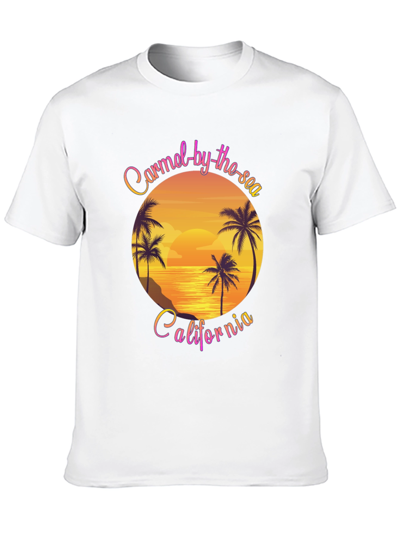 Carmel-by-the-Sea California Graphic Tee - Sunset Palm Design