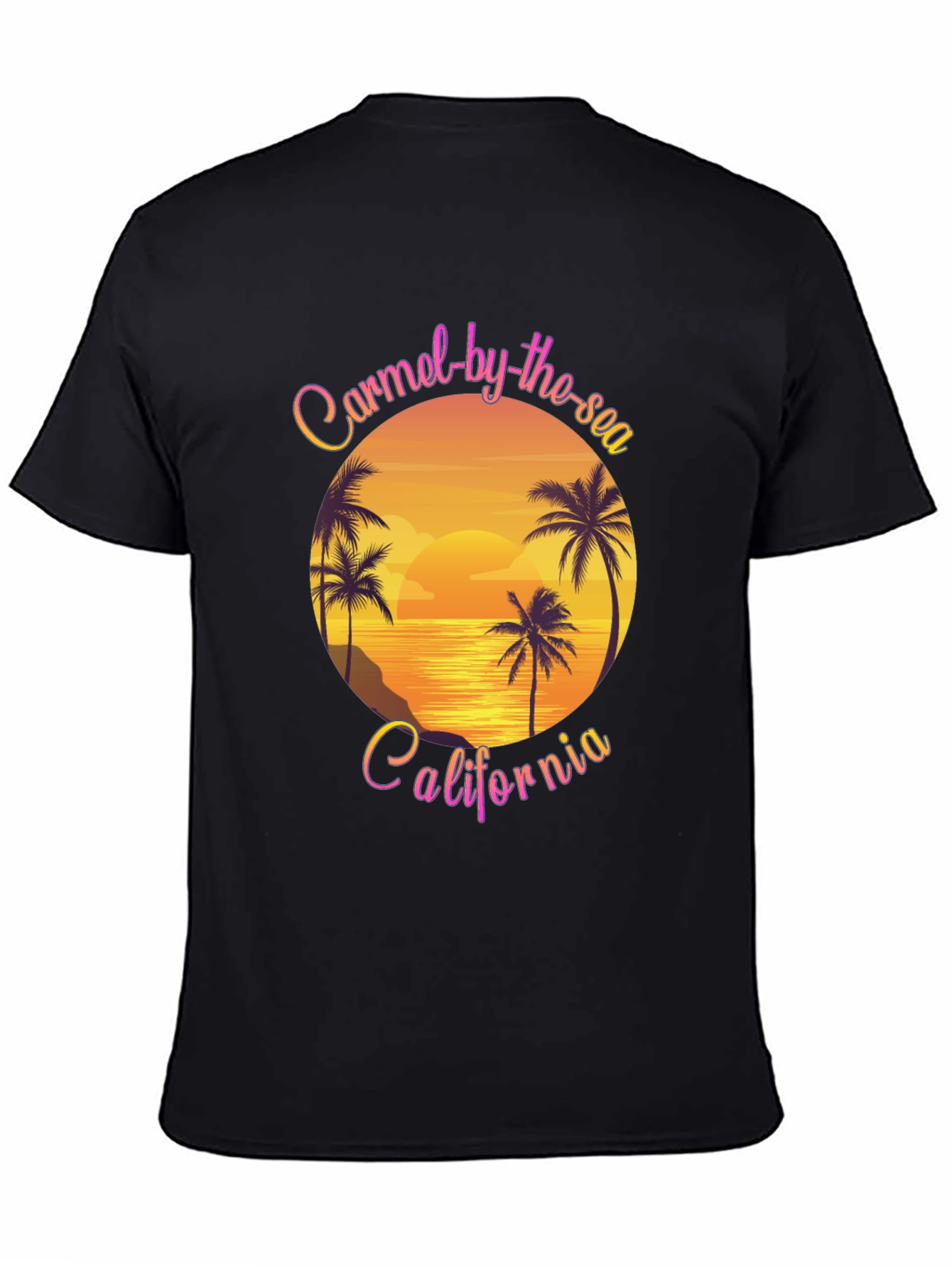 Carmel-by-the-Sea California Graphic Tee - Sunset Palm Design