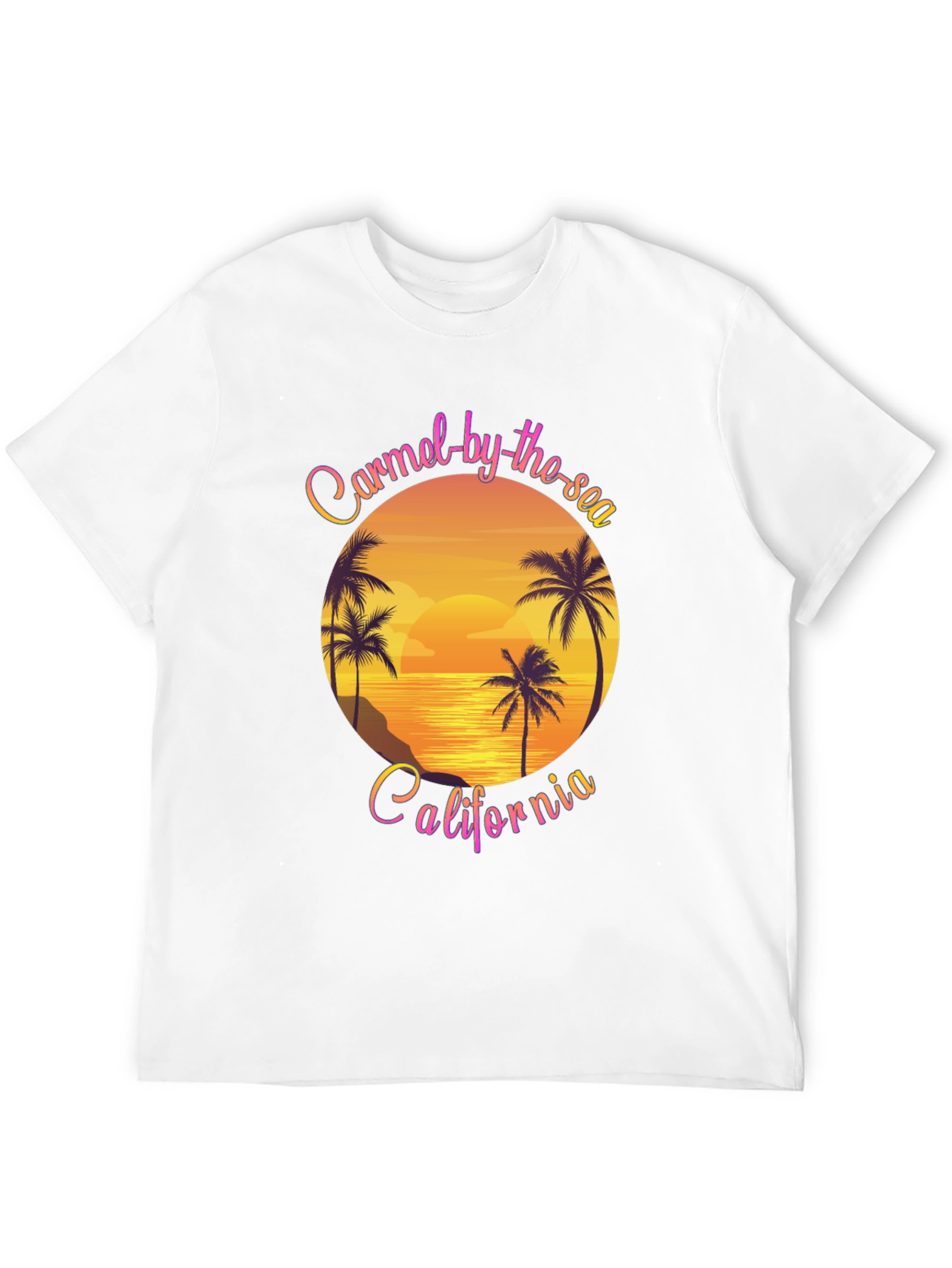 Carmel-by-the-Sea California Graphic Tee - Sunset Palm Design