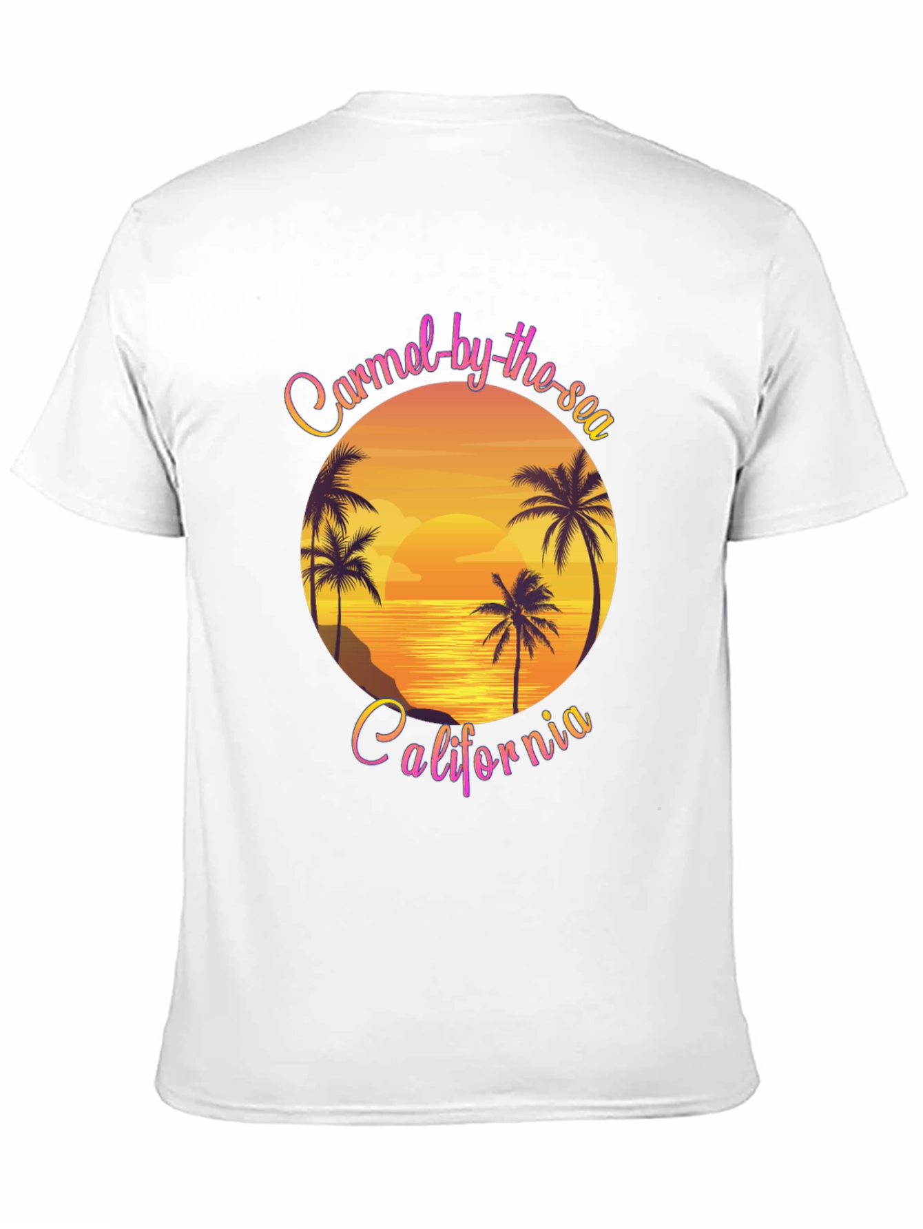 Carmel-by-the-Sea California Graphic Tee - Sunset Palm Design
