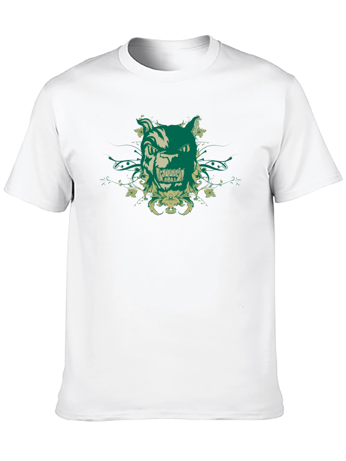 Black Graphic T-Shirt with Wolf Design