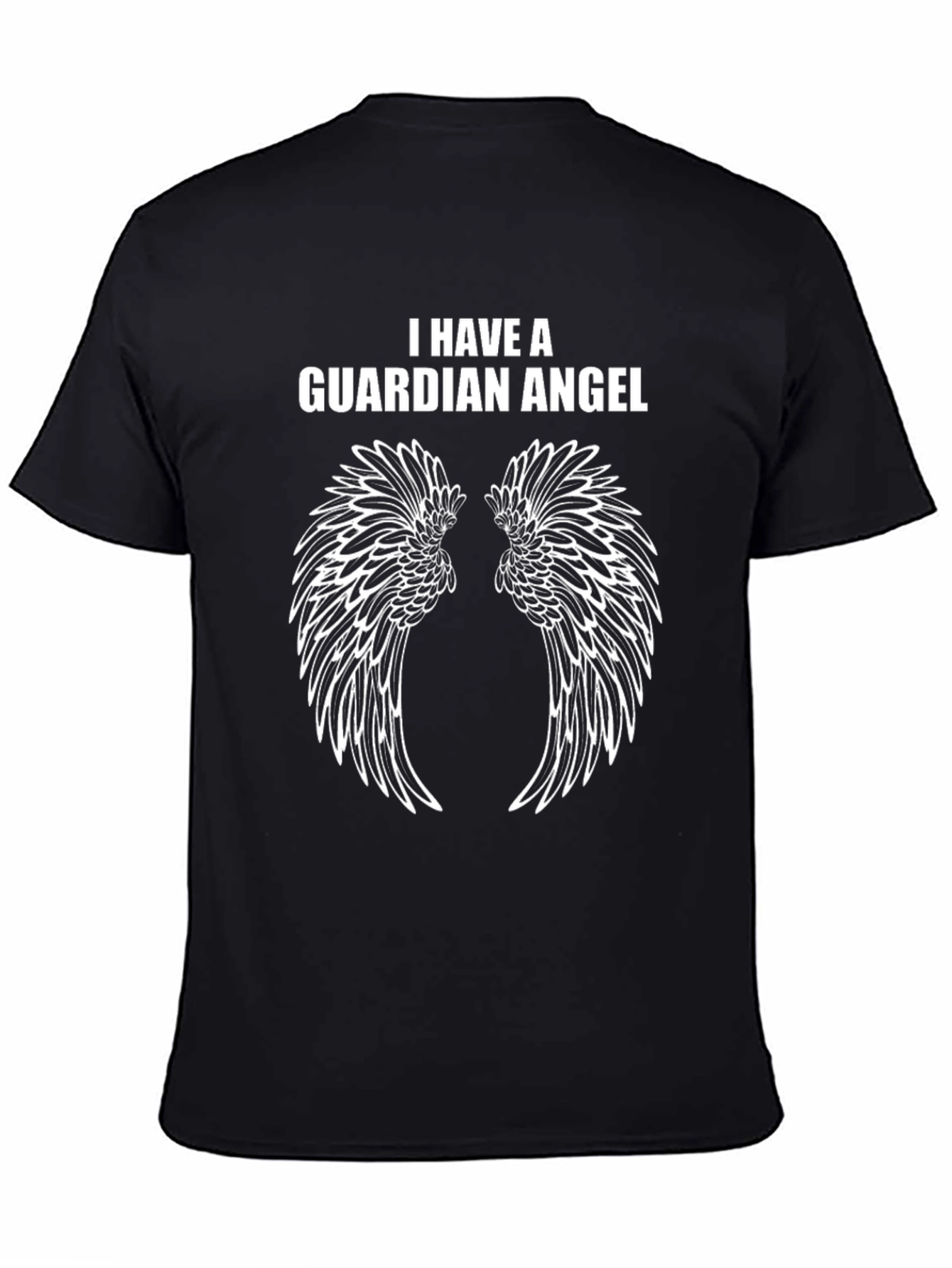 Guardian Angel Wings Graphic Tee - Black Cotton T-Shirt
