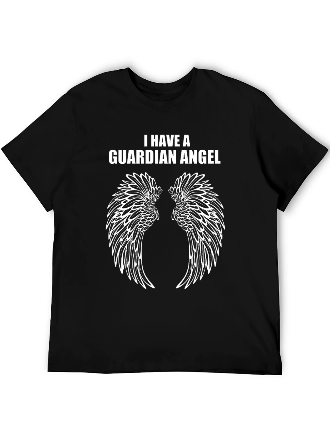 Guardian Angel Wings Graphic Tee - Black Cotton T-Shirt