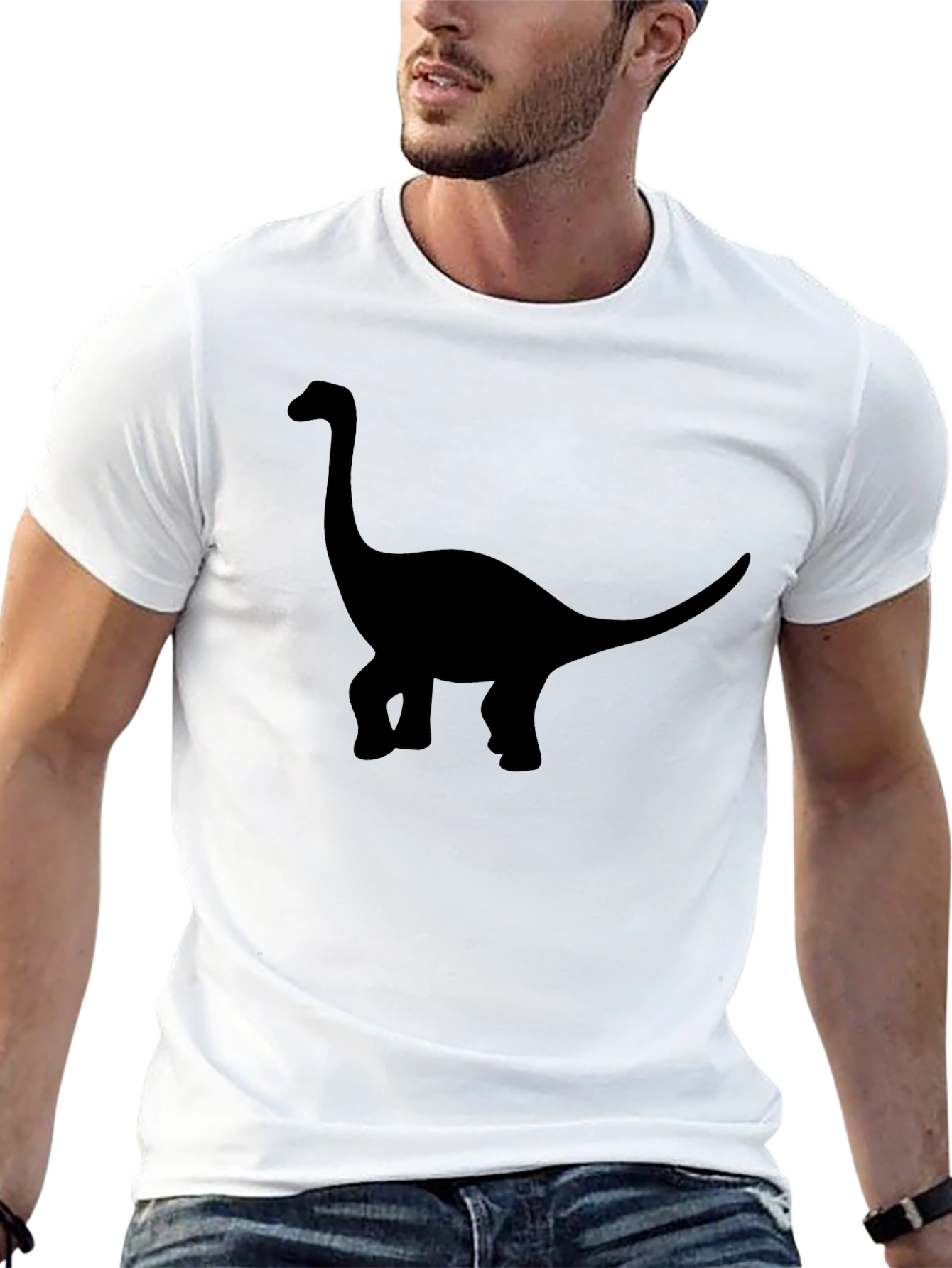 Dinosaur Silhouette Graphic T-Shirt - Casual Style