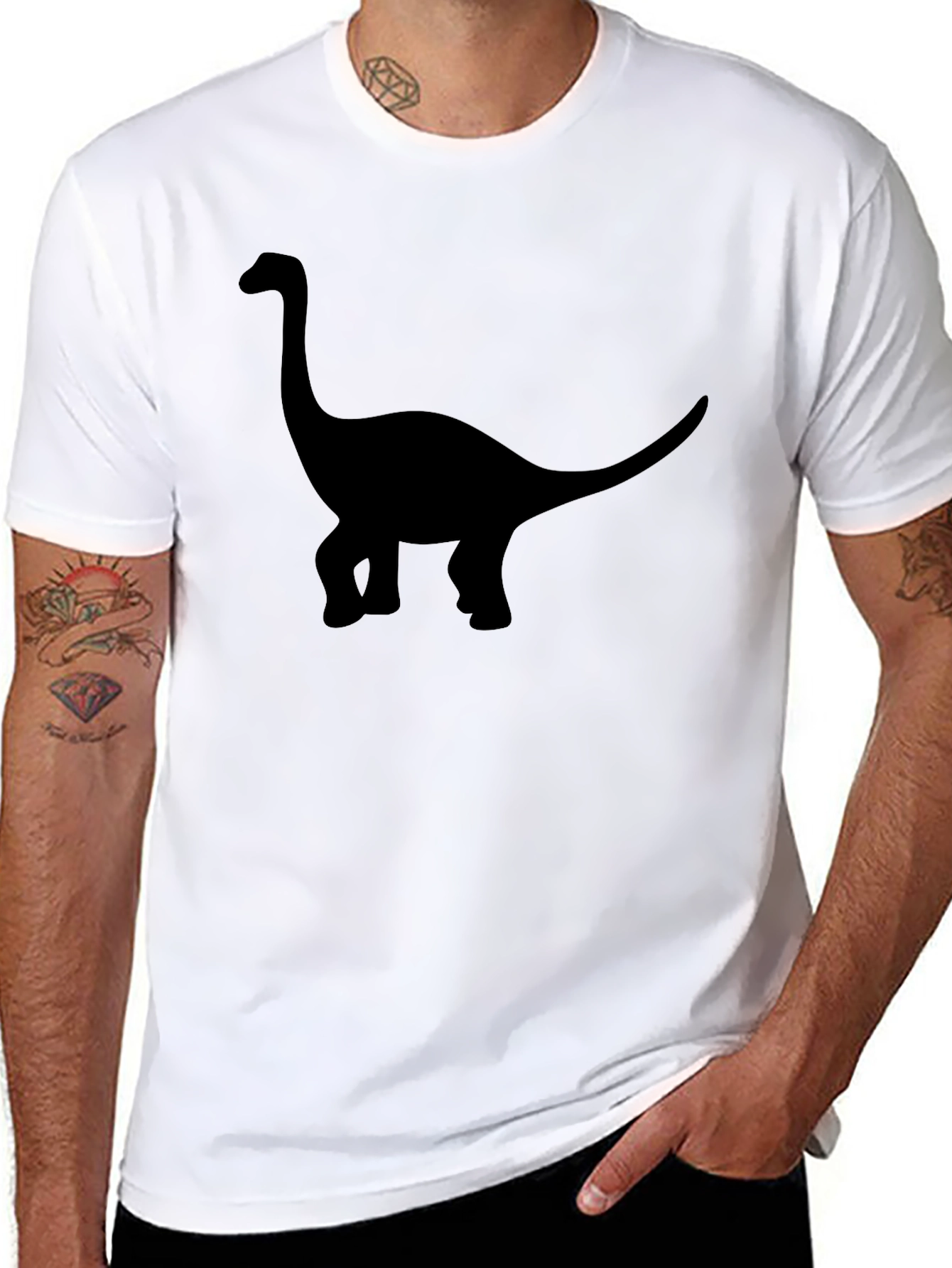 Dinosaur Silhouette Graphic T-Shirt - Casual Style