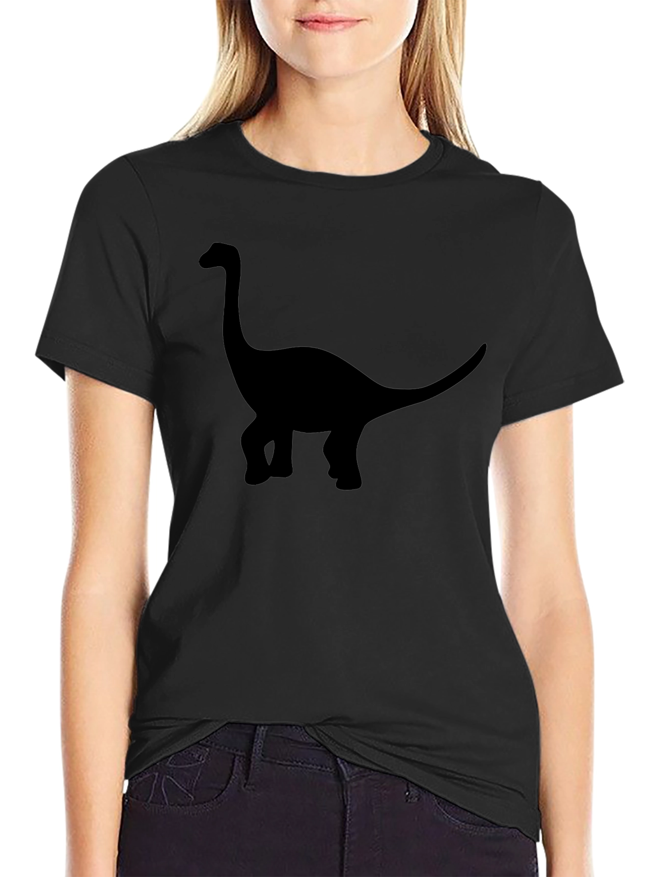 Dinosaur Silhouette Graphic T-Shirt - Casual Style