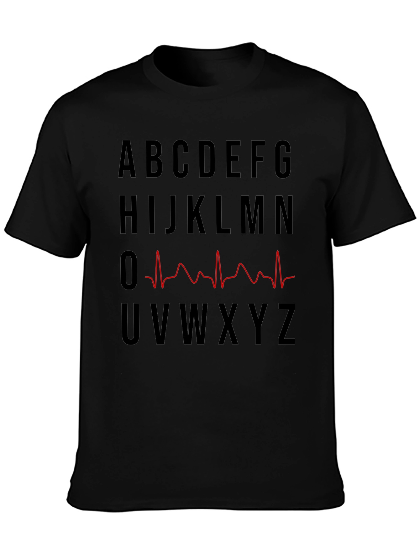 Alphabet EKG Heartbeat T-Shirt - Novelty Graphic Tee
