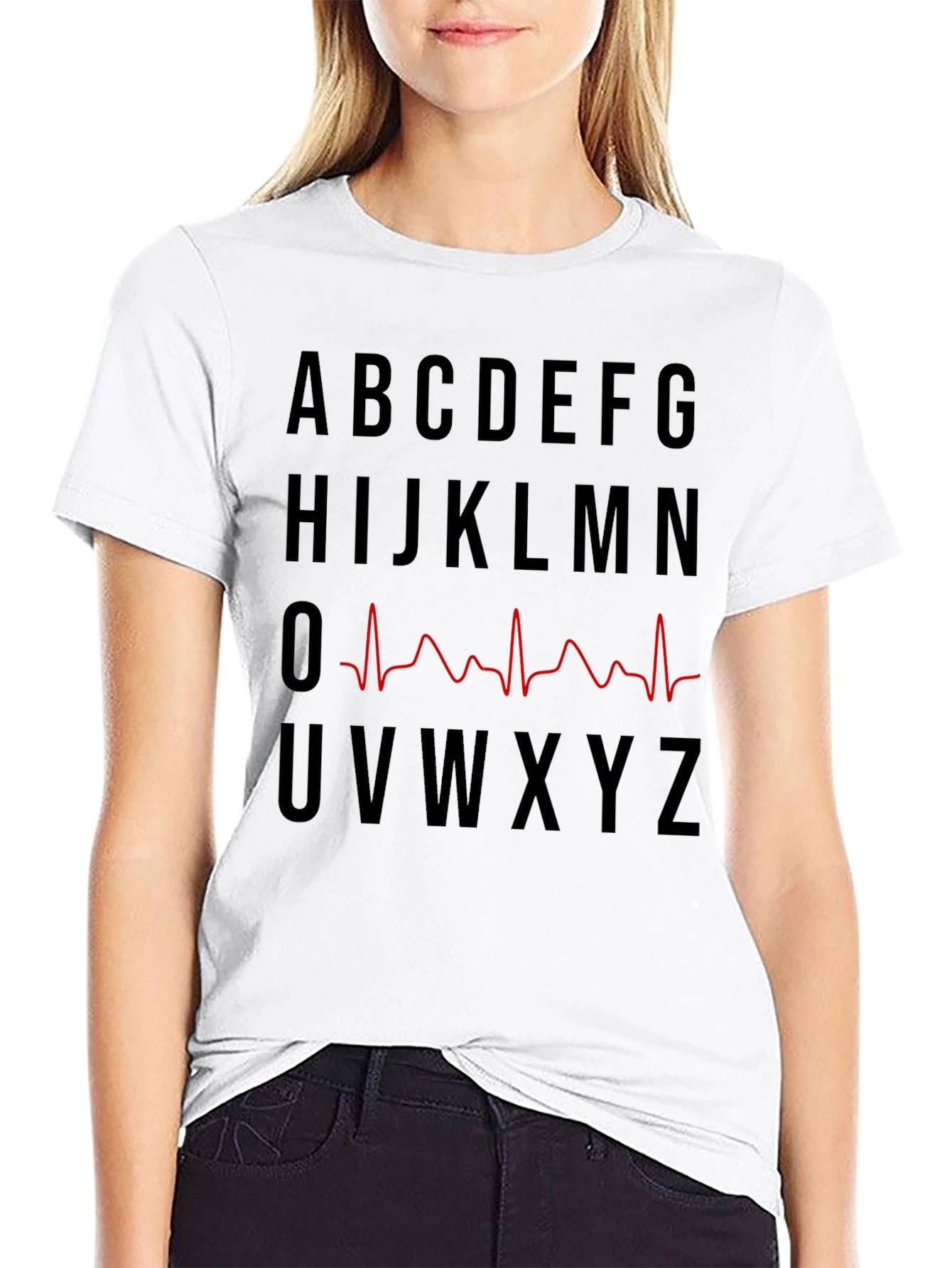 Alphabet EKG Heartbeat T-Shirt - Novelty Graphic Tee