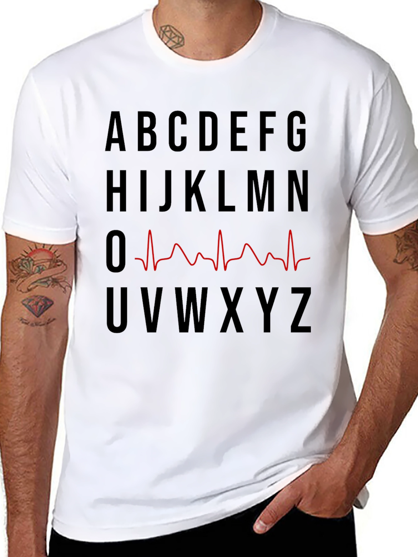 Alphabet EKG Heartbeat T-Shirt - Novelty Graphic Tee