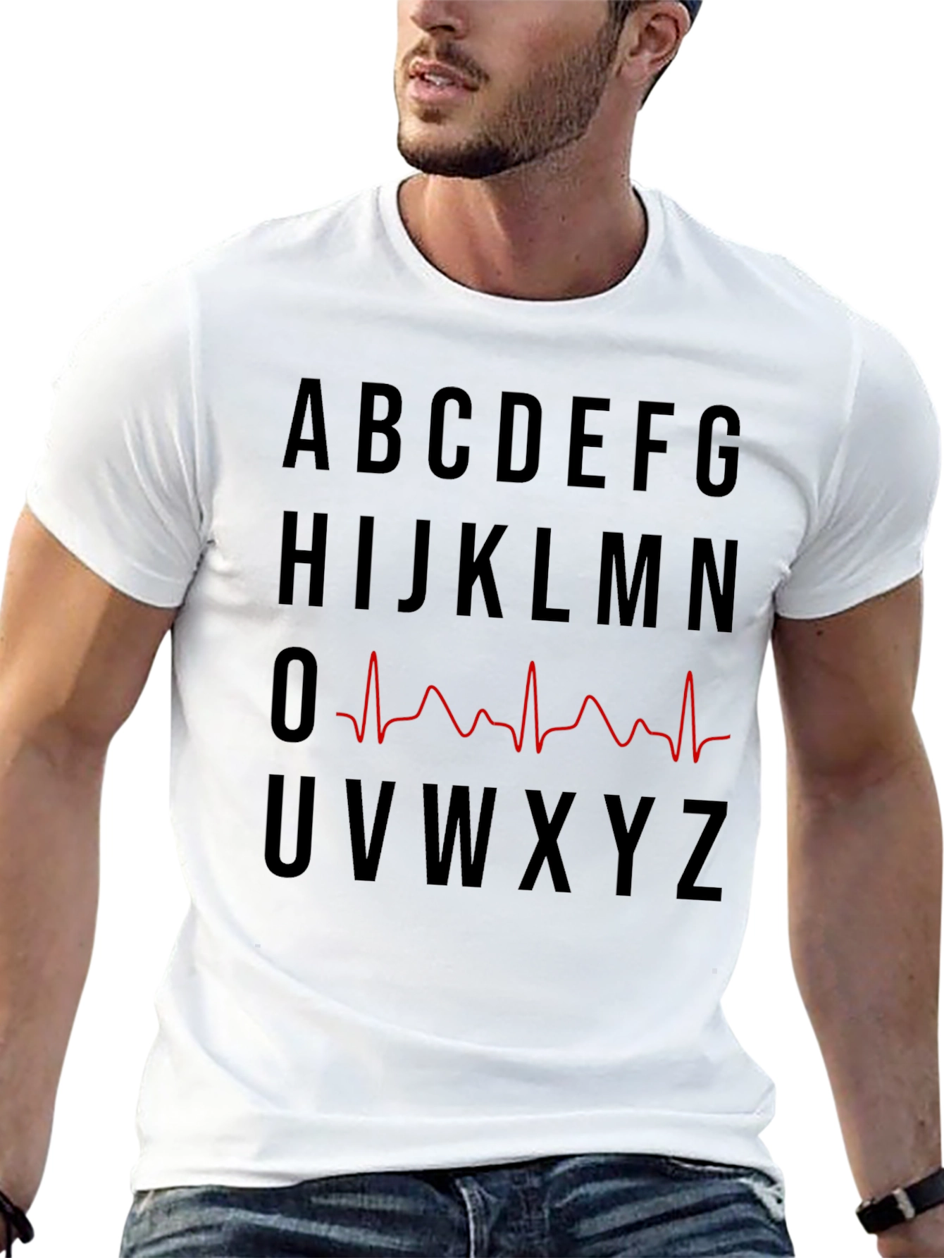 Alphabet EKG Heartbeat T-Shirt - Novelty Graphic Tee