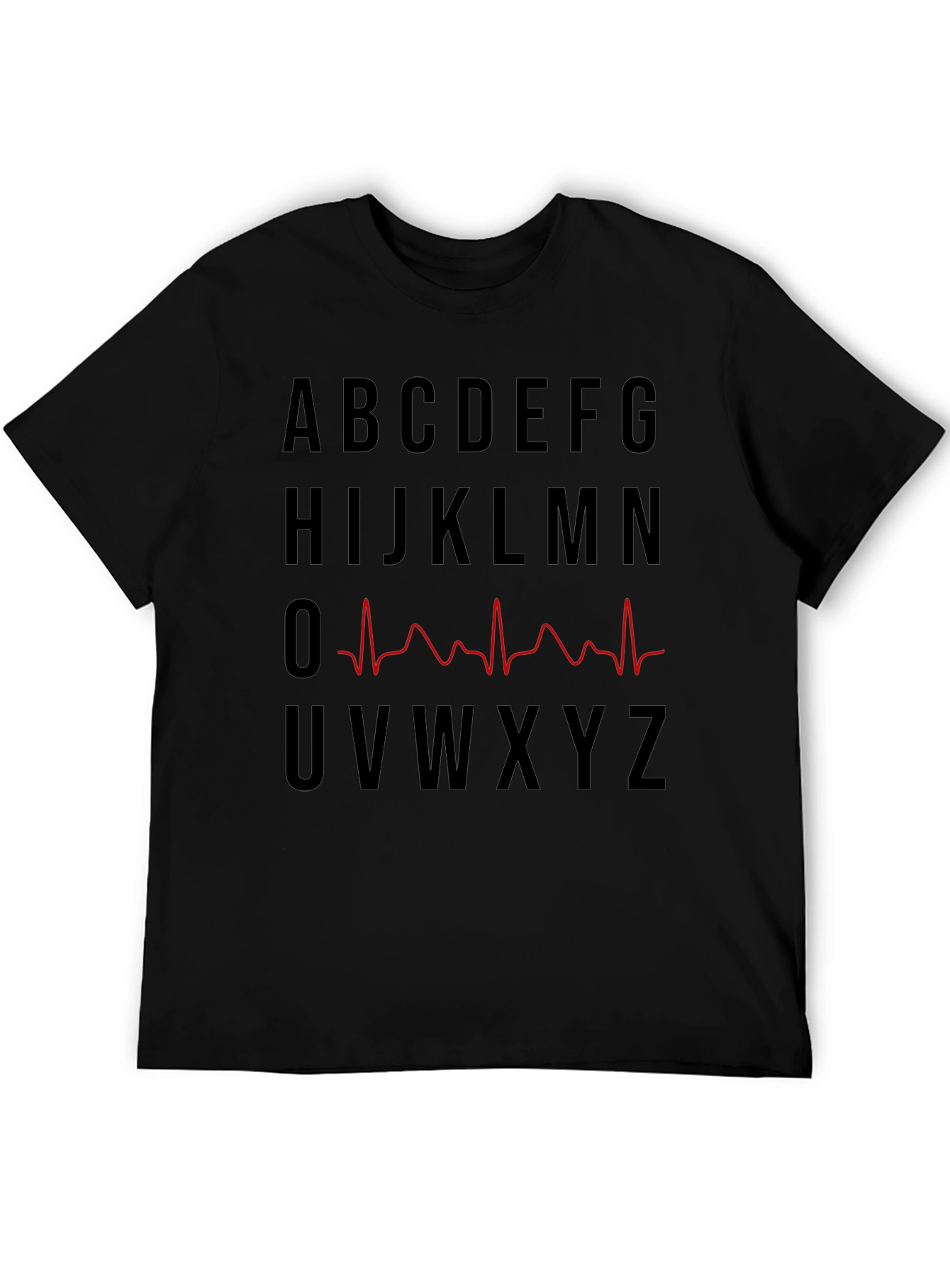 Alphabet EKG Heartbeat T-Shirt - Novelty Graphic Tee