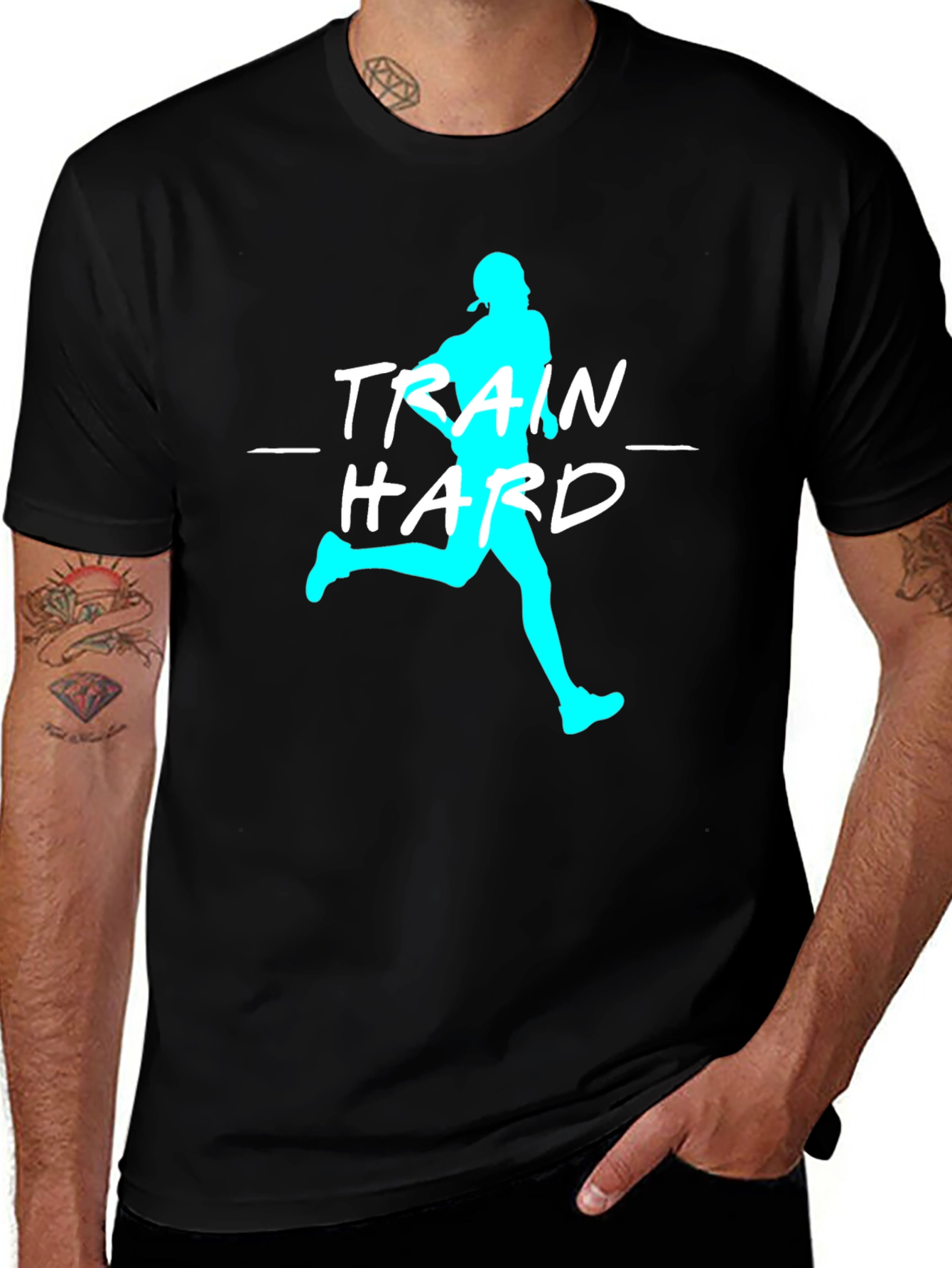 Train Hard Graphic Tee - Athletic Black T-Shirt