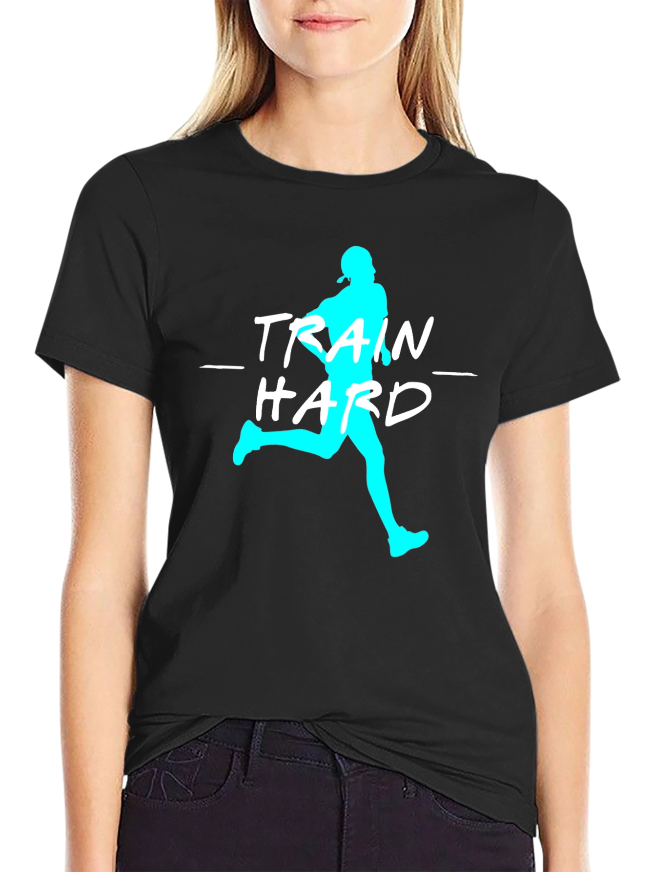 Train Hard Graphic Tee - Athletic Black T-Shirt