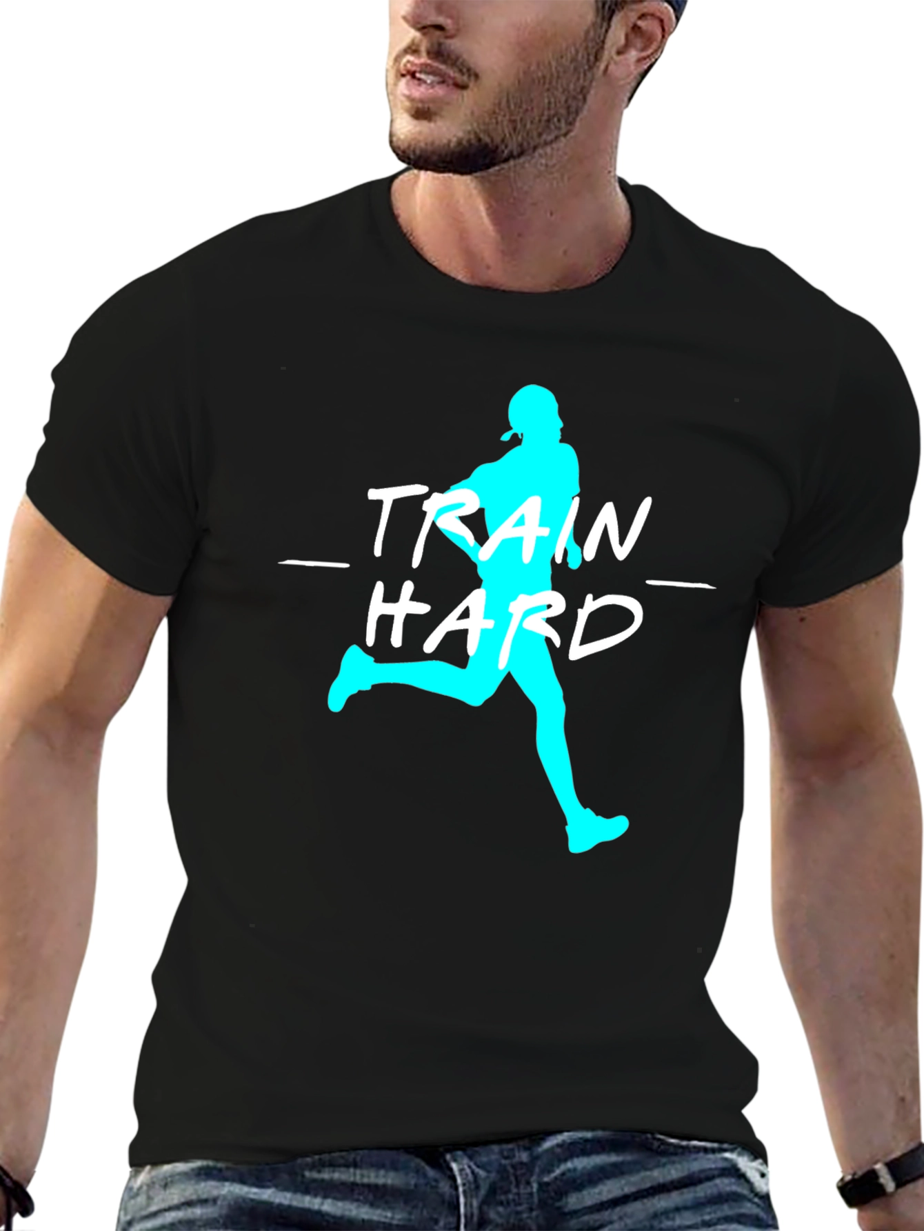 Train Hard Graphic Tee - Athletic Black T-Shirt