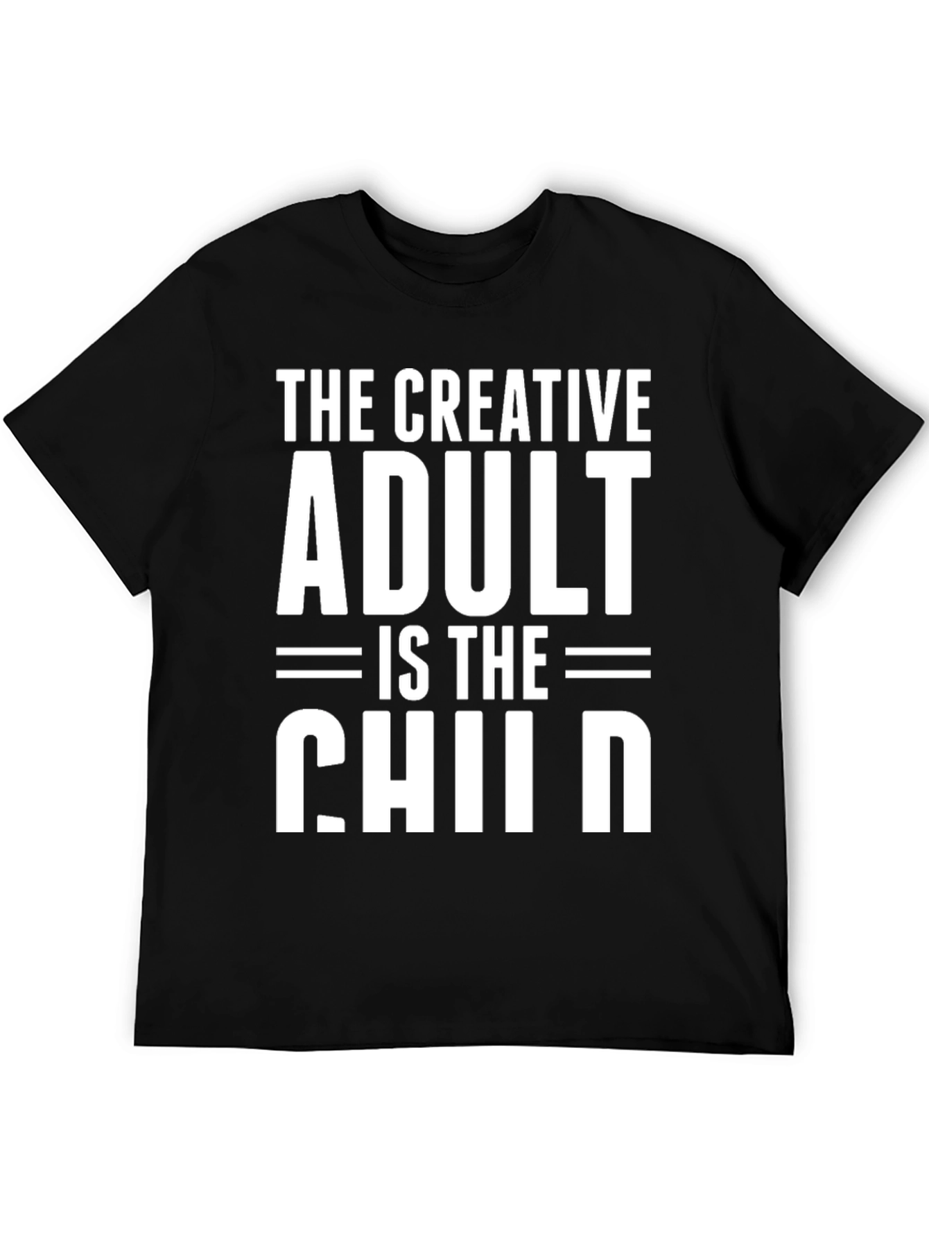 Creative Adult Child Graphic Tee - Black Cotton T-Shirt